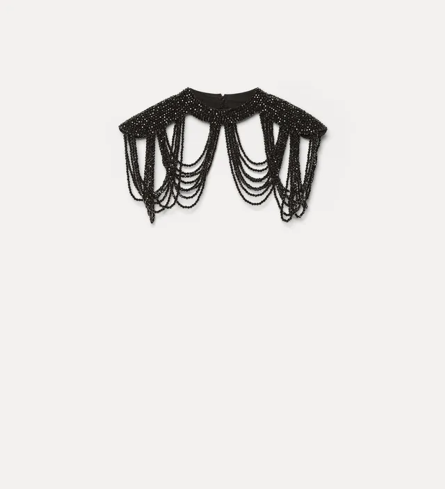 Forte capispalla e kimono mantella con perle Black Diamond nera taglia U