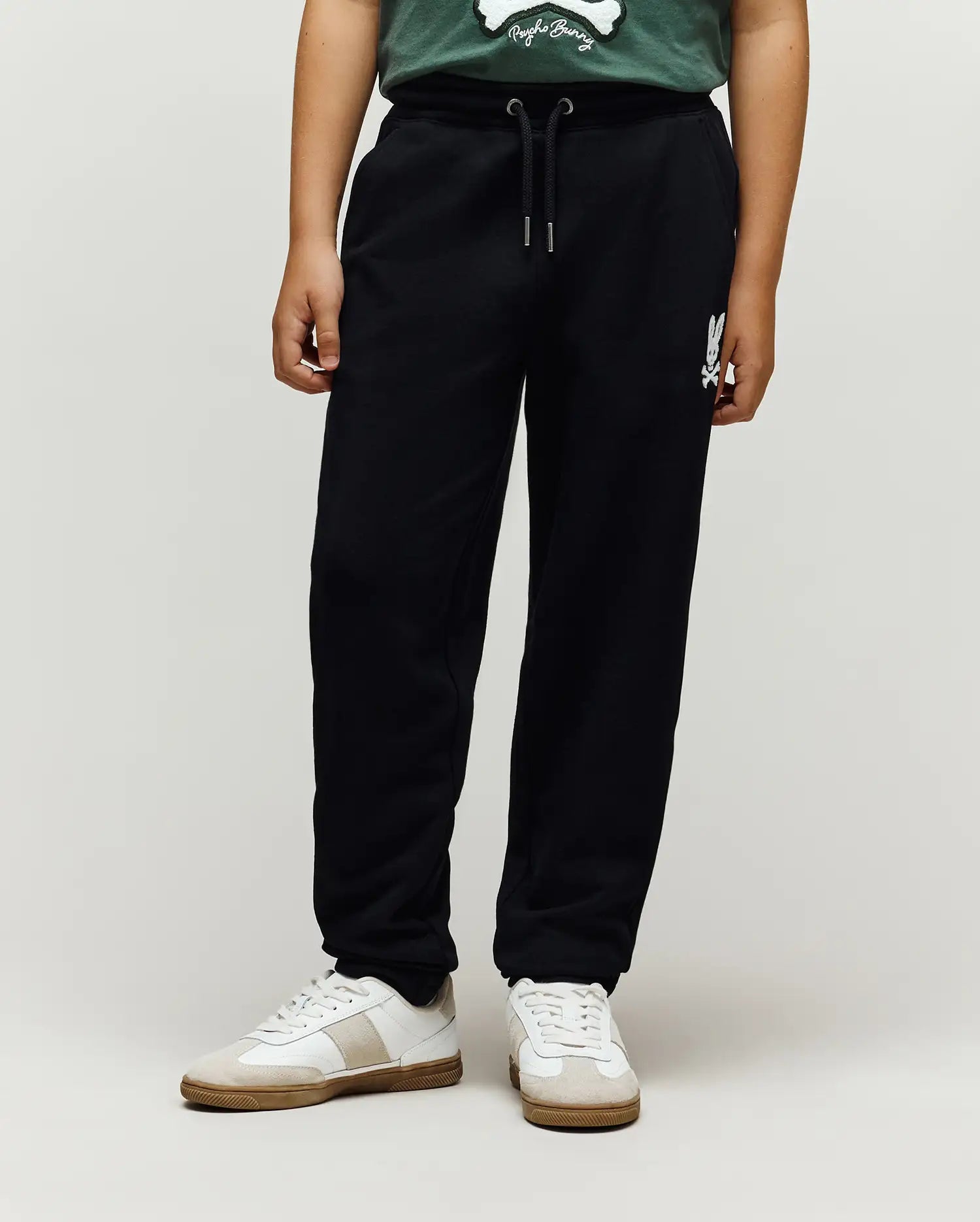 Psycho Bunny Kids Bottoms Tate Chenille pantaloni tuta neri in cotone