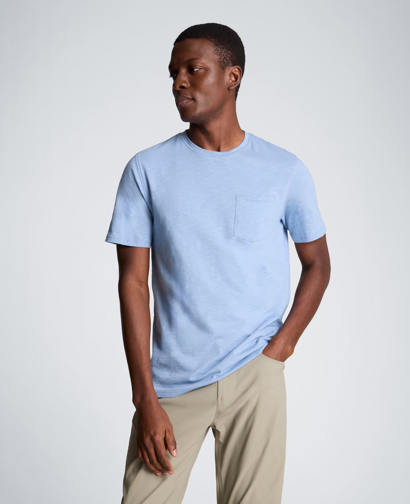 Kenneth Cole Reaction Clothing Crew Neck Tee with Pocket T-shirt blu con taschino