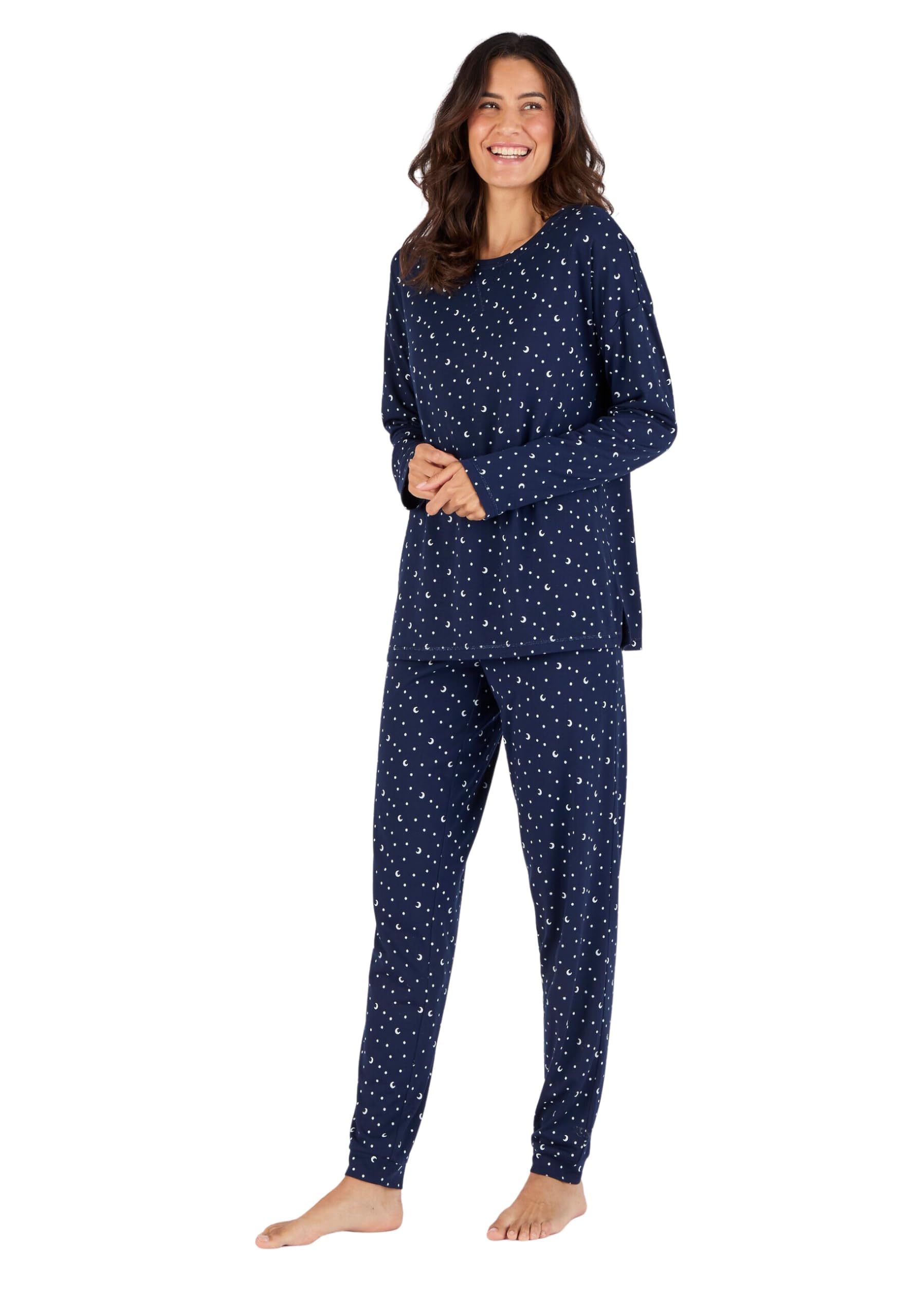 Damart Homewear Pigiama Thermolactyl in maglia jersey blu stampato XS 34-36