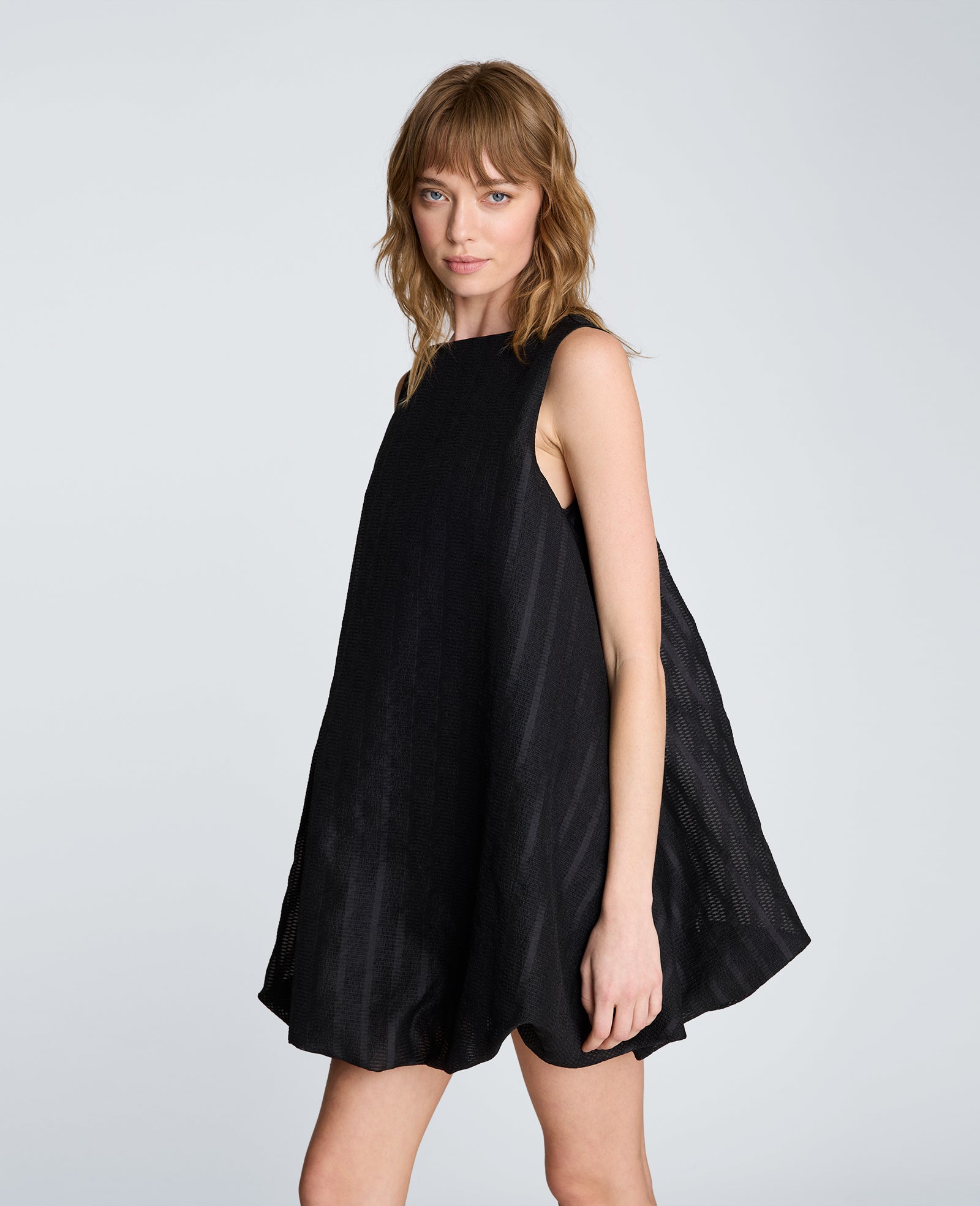 Kenneth Cole Reaction Clothing Bubble Mini Dress vestito corto nero orlo a palloncino