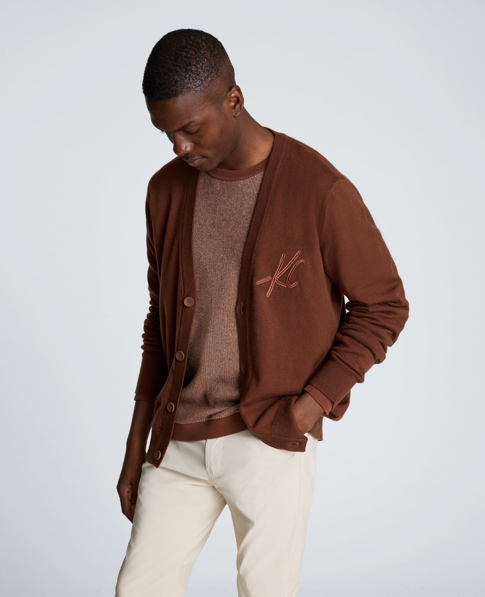 Kenneth Cole Reaction Clothing Logo Cardigan cardigan Brick