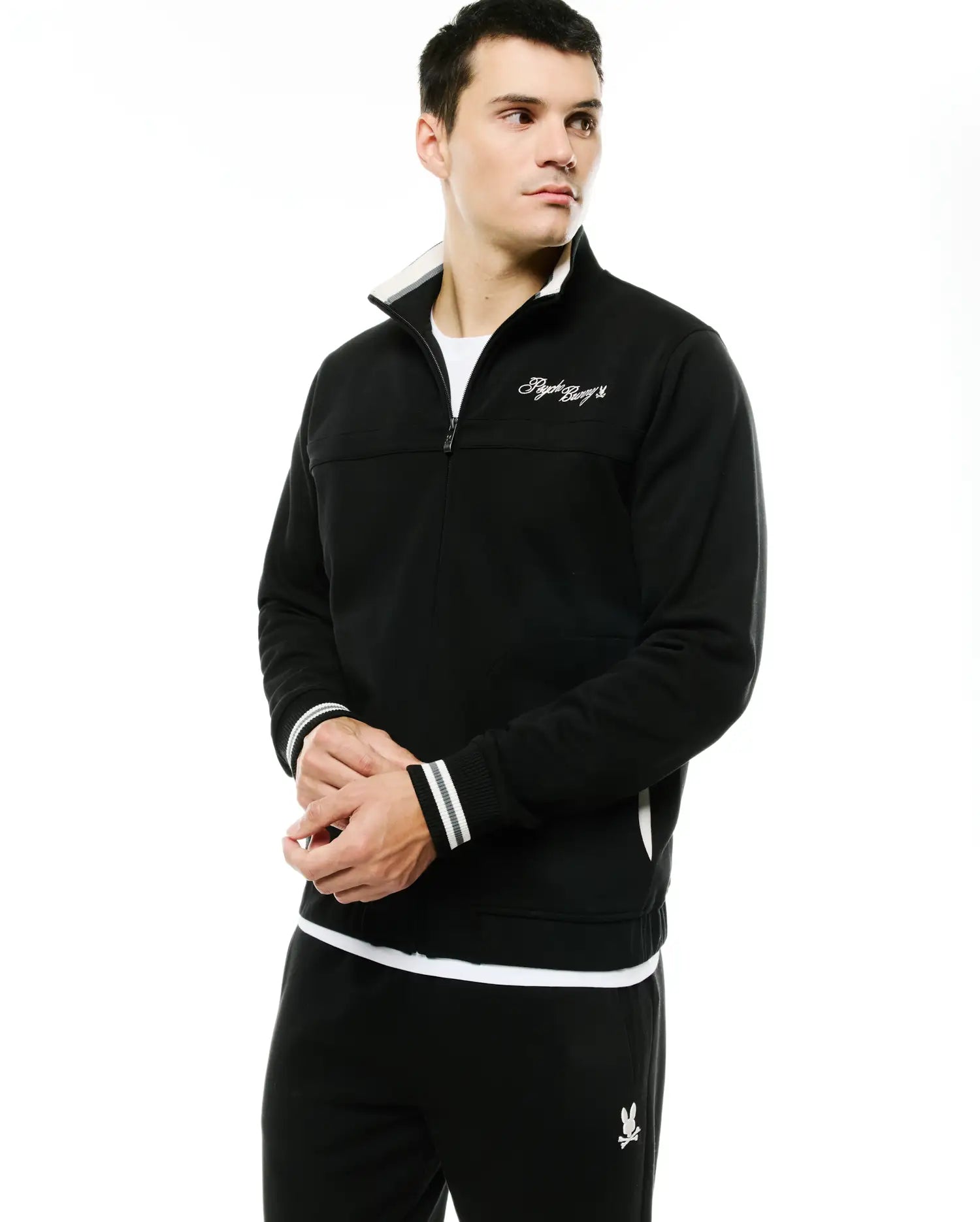 Psycho Bunny Jackets MEN'S JACQUES PIQUE TRACK JACKET giacca nera XXS-XXXL piquet