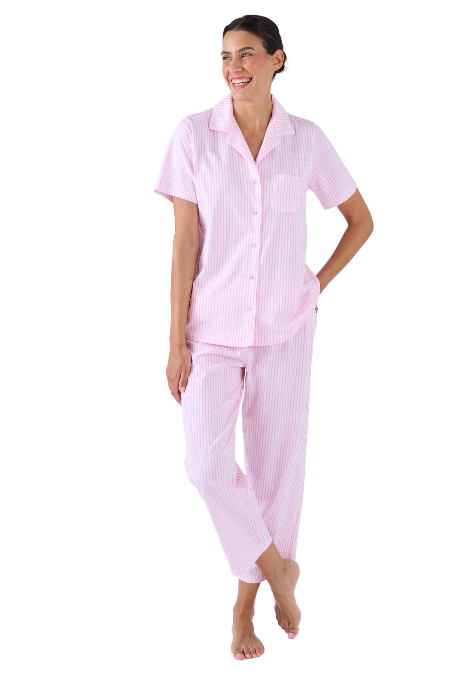 Damart Homewear Pigiama da donna 7/8 blu a strisce taglia XS in cotone