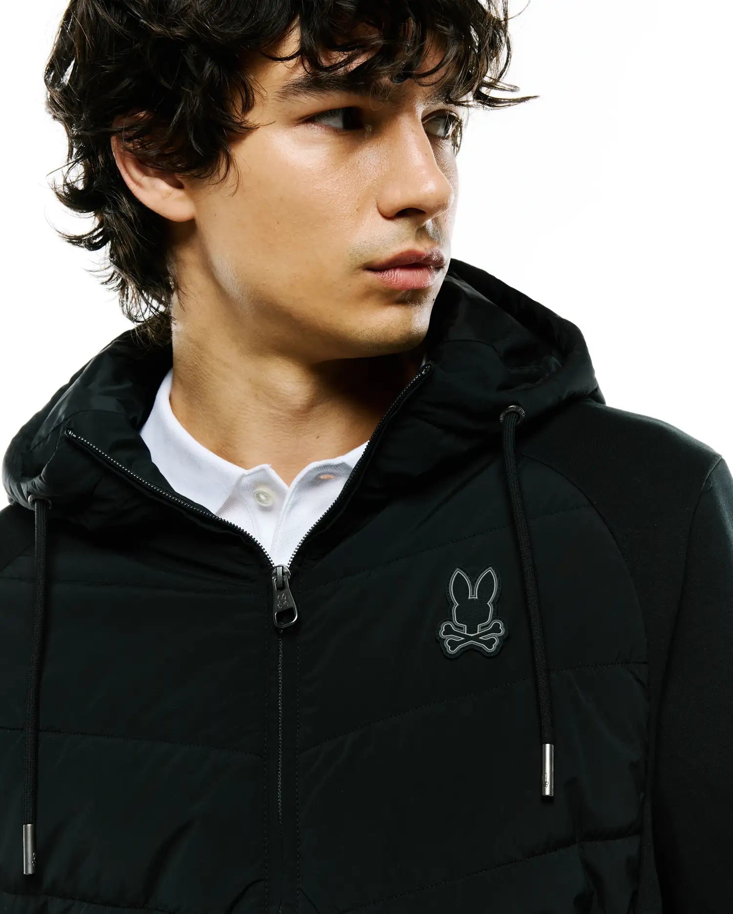 Psycho Bunny Jackets Gordley Mix Media Jacket giacca nera con cappuccio
