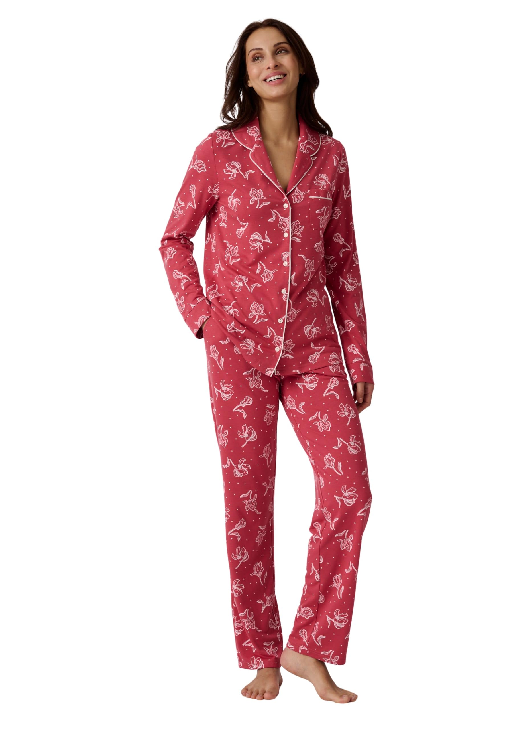 Damart Homewear pigiama da donna verde fiorito