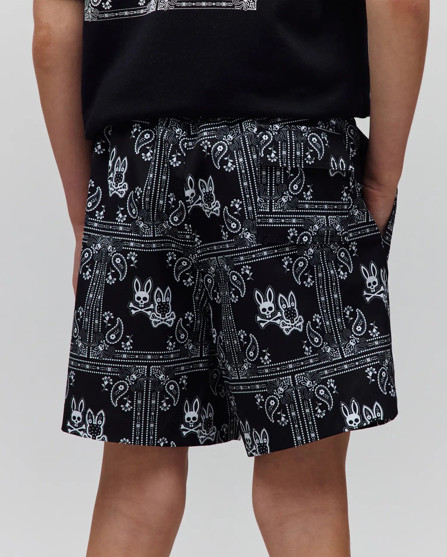 Psycho Bunny Kids Swimwear Luke Swim Trunk 6" costume nero