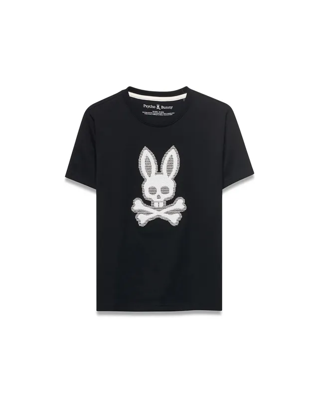 Psycho Bunny Kids Tees Samson Pima Graphic Tee maglietta nera 001, cotone Pima