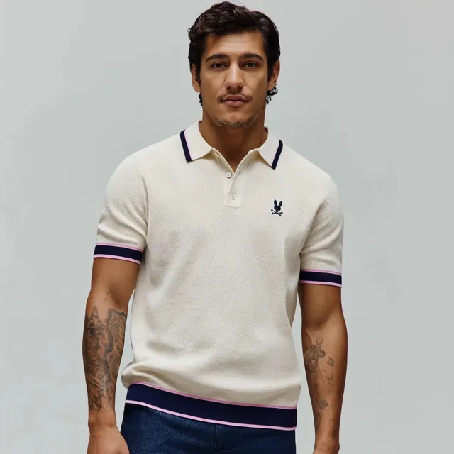 Psycho Bunny Men's Polos Dax Knit Polo 250 Pristine in maglia