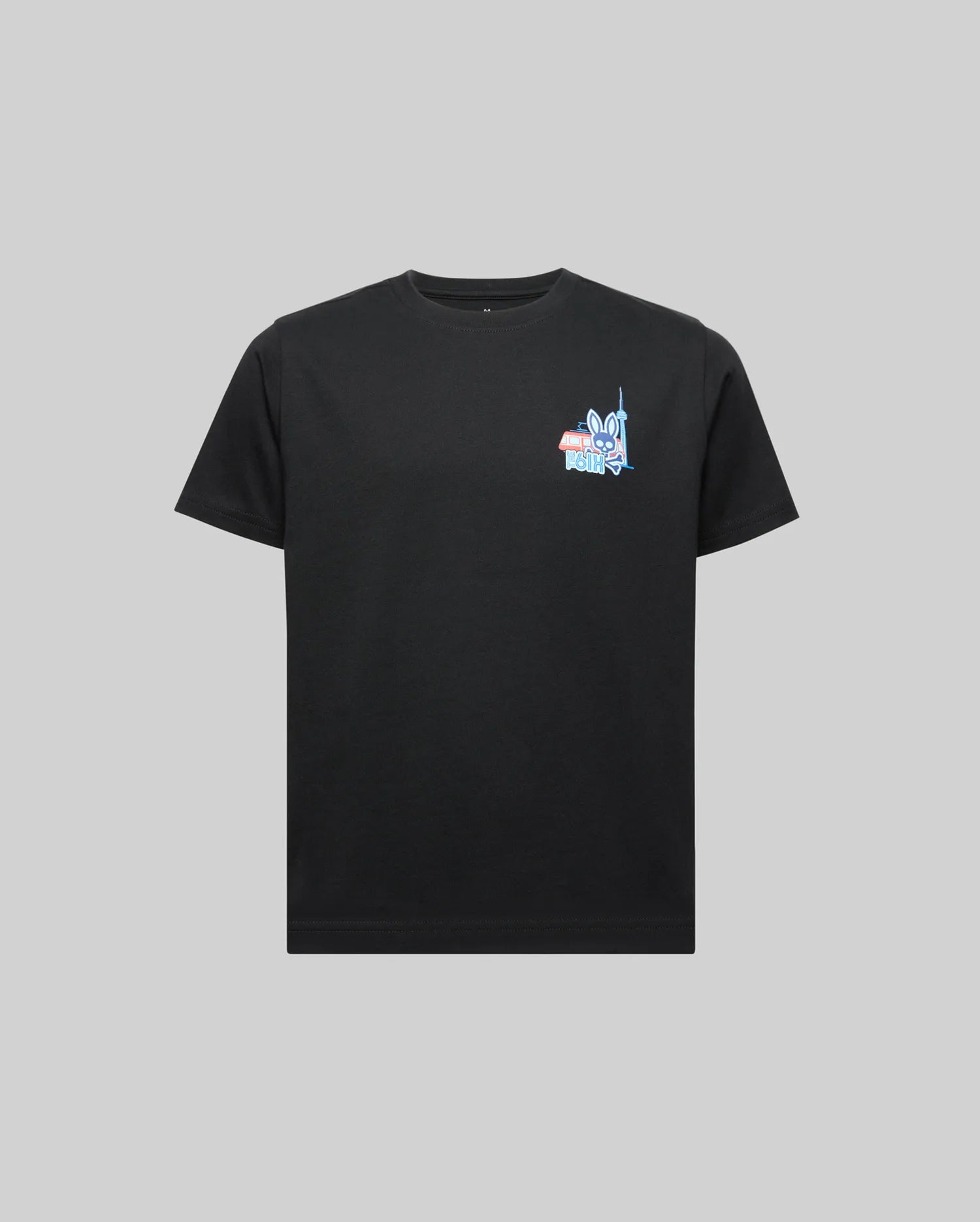 Psycho Bunny Kids Tees Toronto Tee B0U383F200 maglietta nera in cotone Pima
