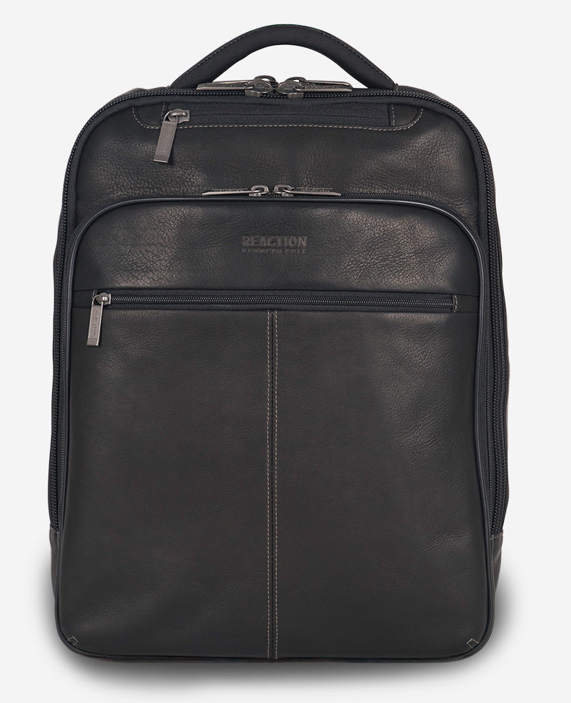 Kenneth Cole Reaction Luggage Colombian Leather Backpack zaino nero in pelle