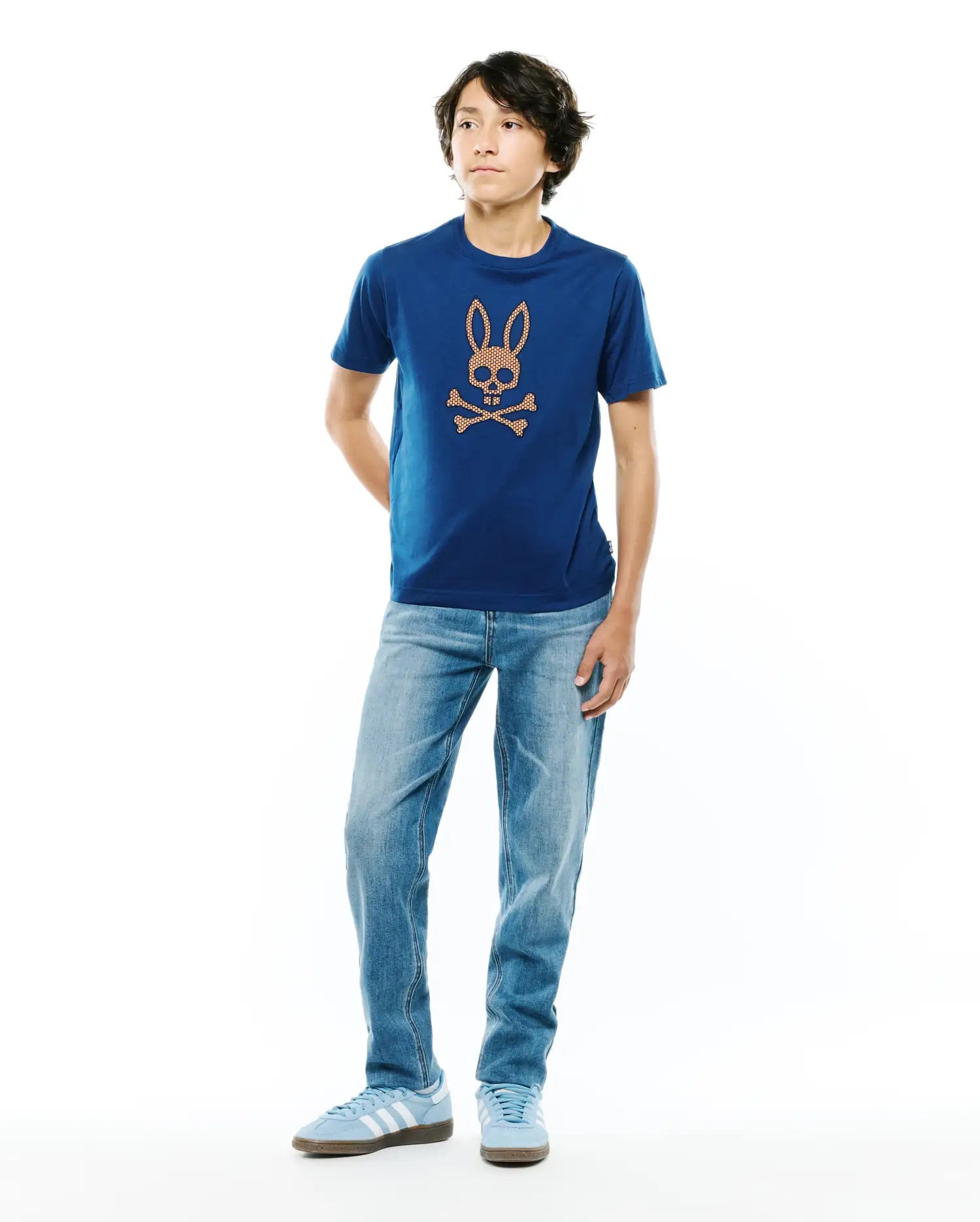 Psycho Bunny Kids Tees Stan Graphic Tee t-shirt blu 435, cotone Pima