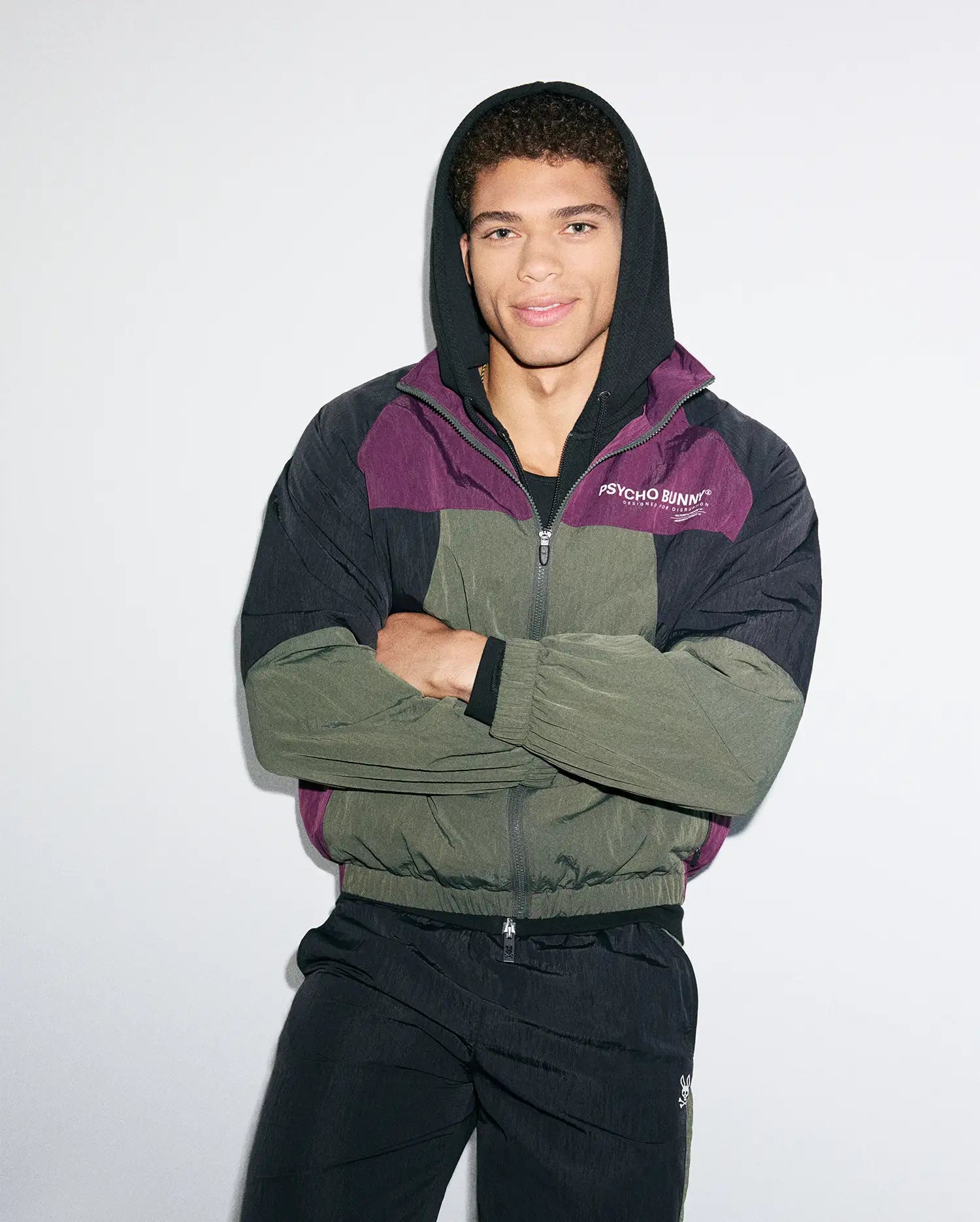 Psycho Bunny Jackets MEN'S ALDER NYLON COLORBLOCK JACKET - MT0500205 giacca nera nylon