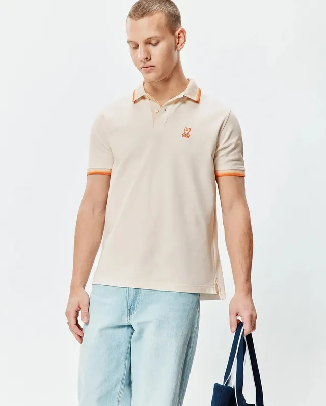 Psycho Bunny Men's Polos Holden Pique Polo polo beige cotone Pima
