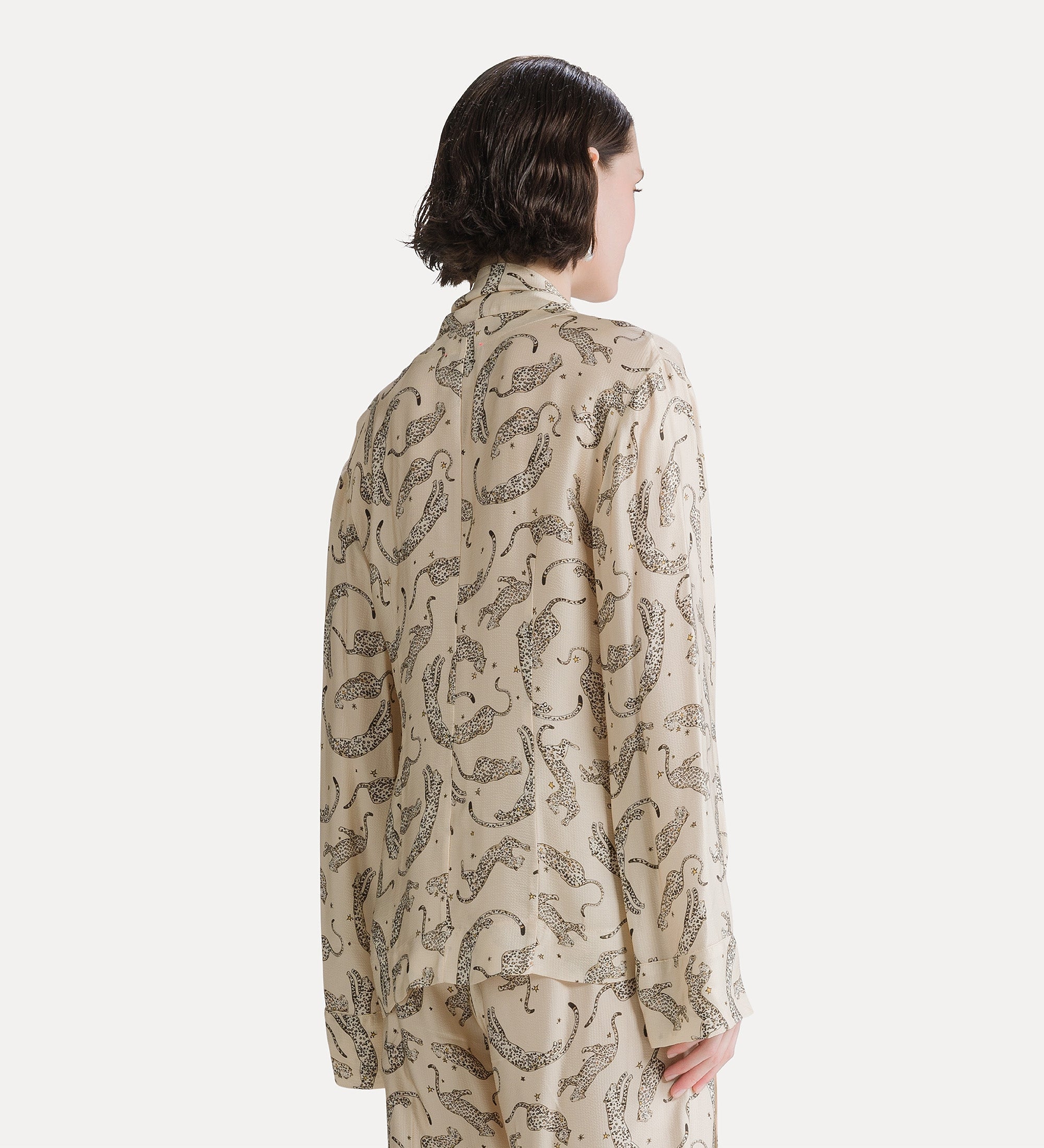 Forte camicie camicia Royal Leopard in raso avorio