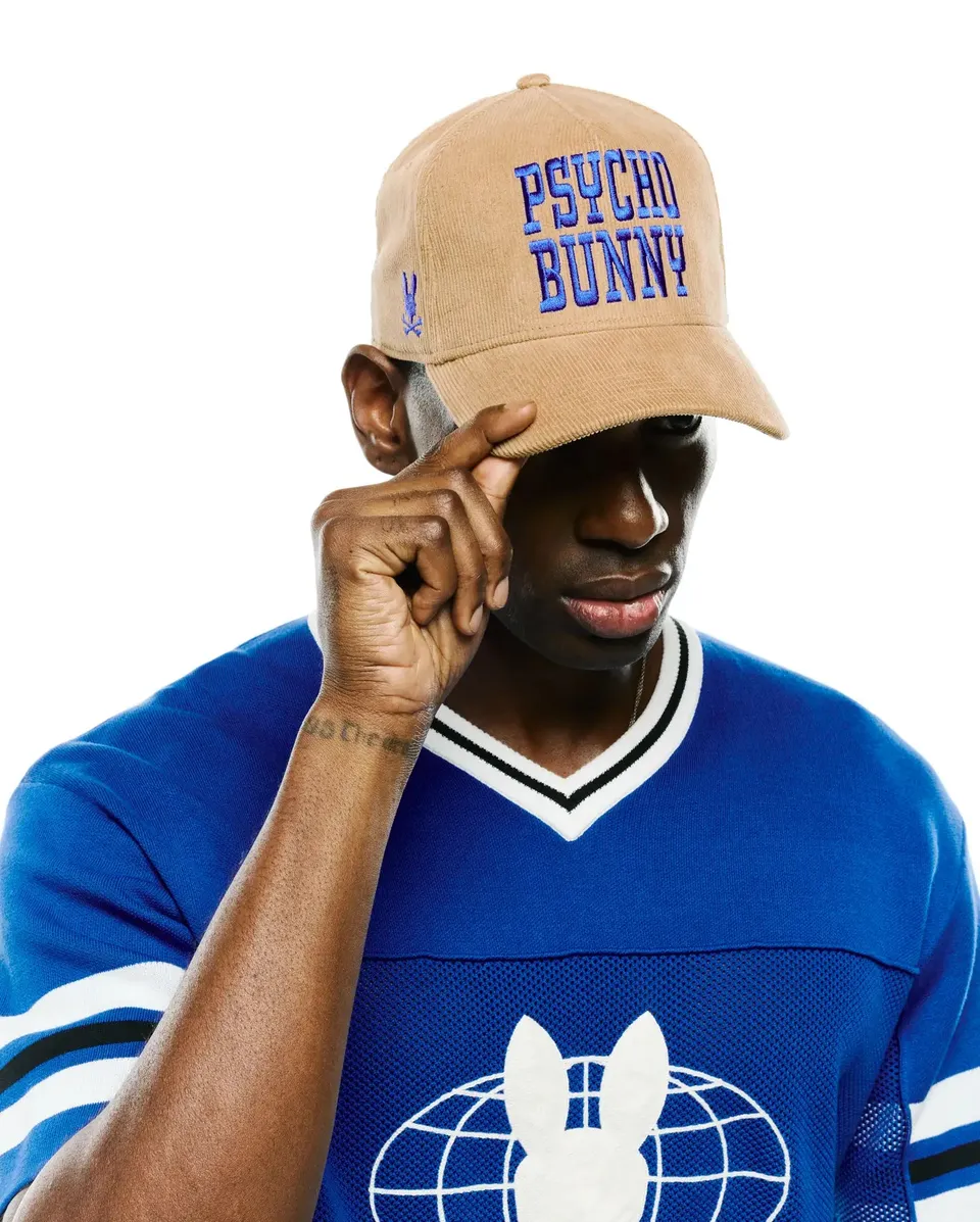 Psycho Bunny Accessories Men's Finnley Corduroy Trucker Cap MO1500221 cappellino beige