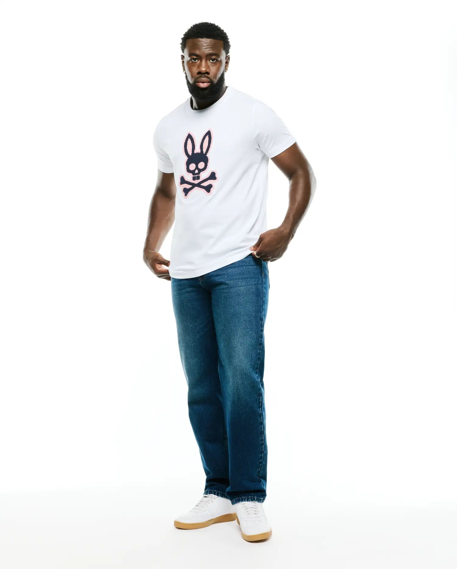 Psycho Bunny Men's Tees Samson T-shirt uomo bianca ricamata