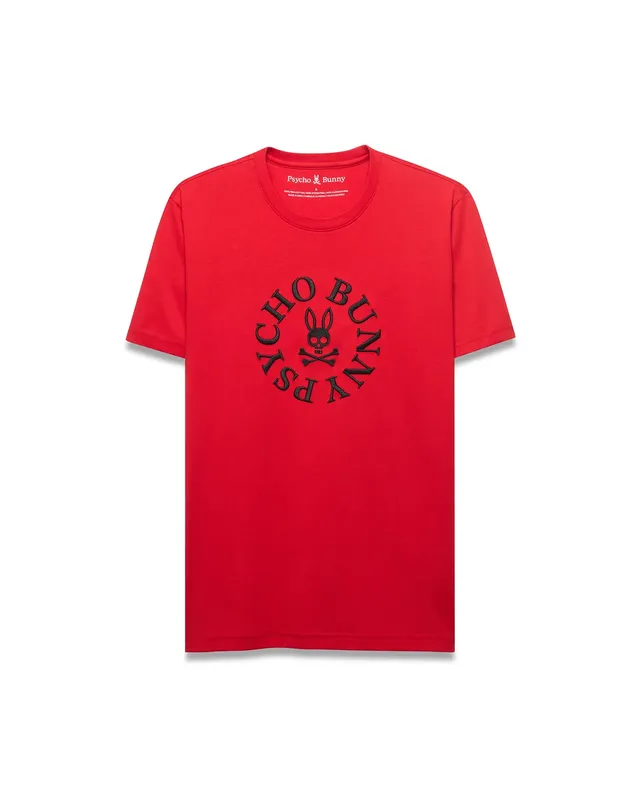 Psycho Bunny Men's Tees MENS VALLANCE GRAPHIC TEE MT0200658 t-shirt rossa in cotone Pima