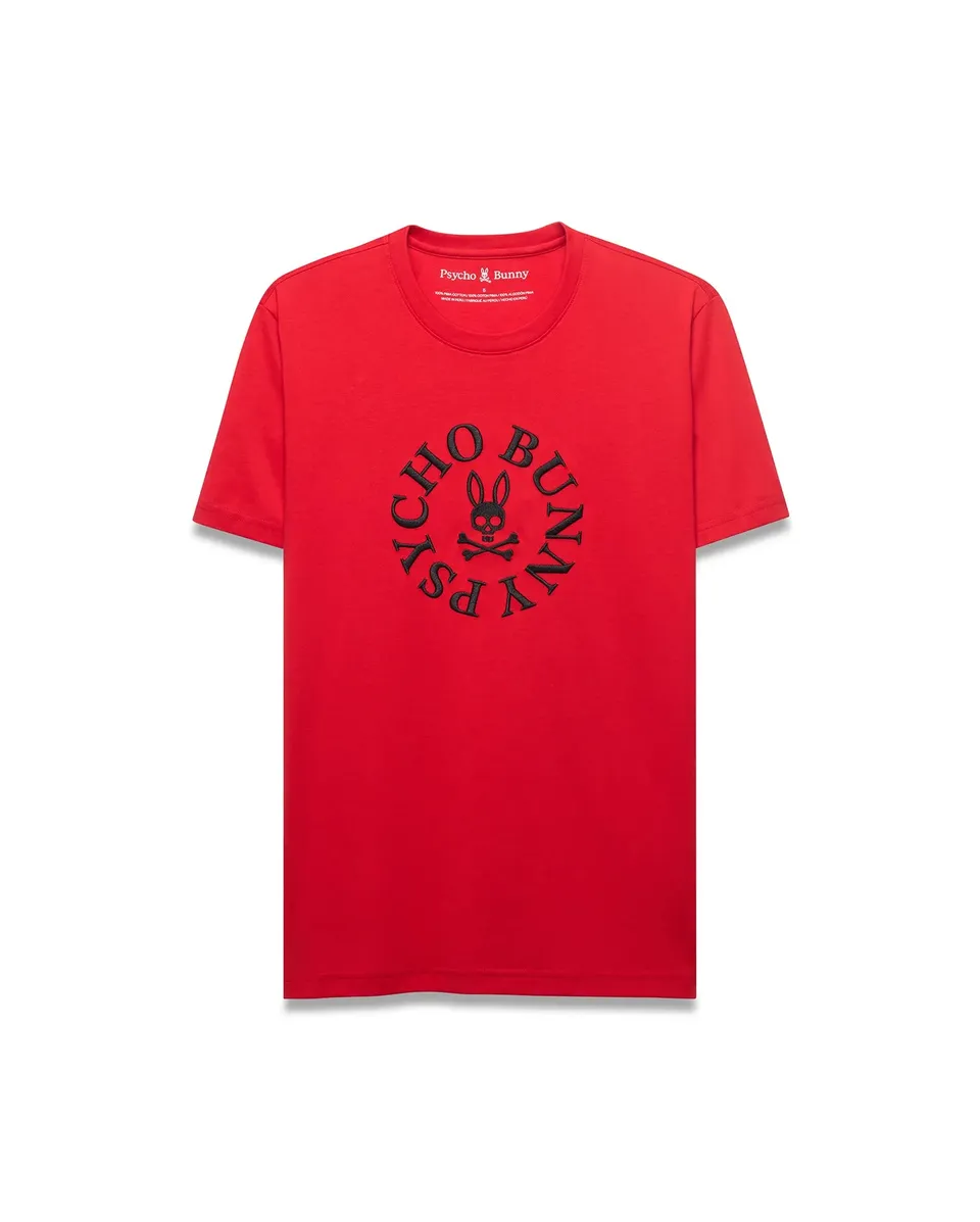 Psycho Bunny Men's Tees MENS VALLANCE GRAPHIC TEE MT0200658 t-shirt rossa in cotone Pima