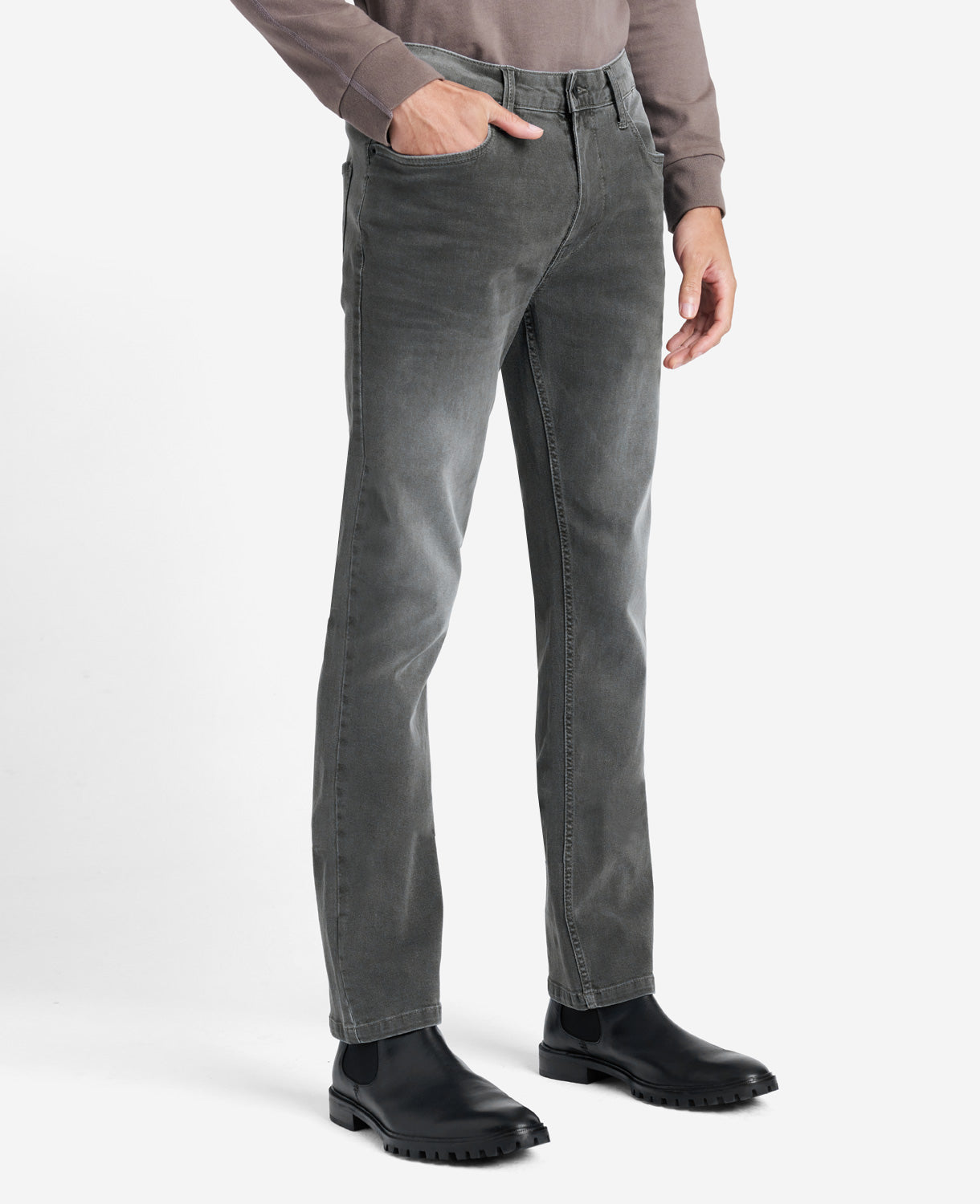 Kenneth Cole Reaction Clothing Slim-Fit Recycled Stretch Denim Jean jeans slim grigi elasticizzati
