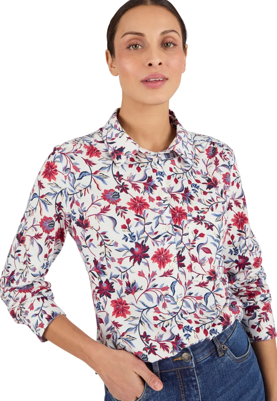 Damart Thermolactyl camicetta stampata 38-40 bianco ecrù floreale in maglia