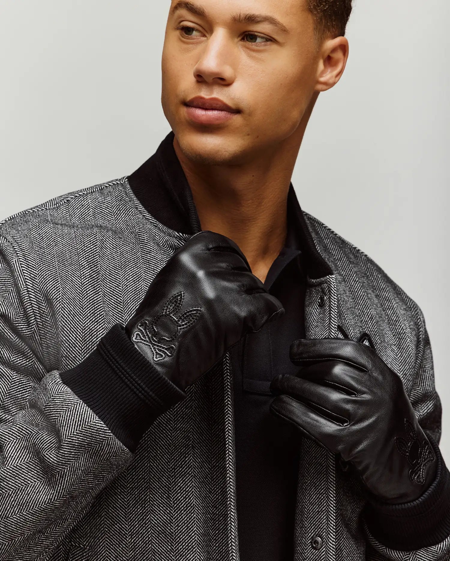 Psycho Bunny Accessories Leather Gloves guanti neri in pelle di capra