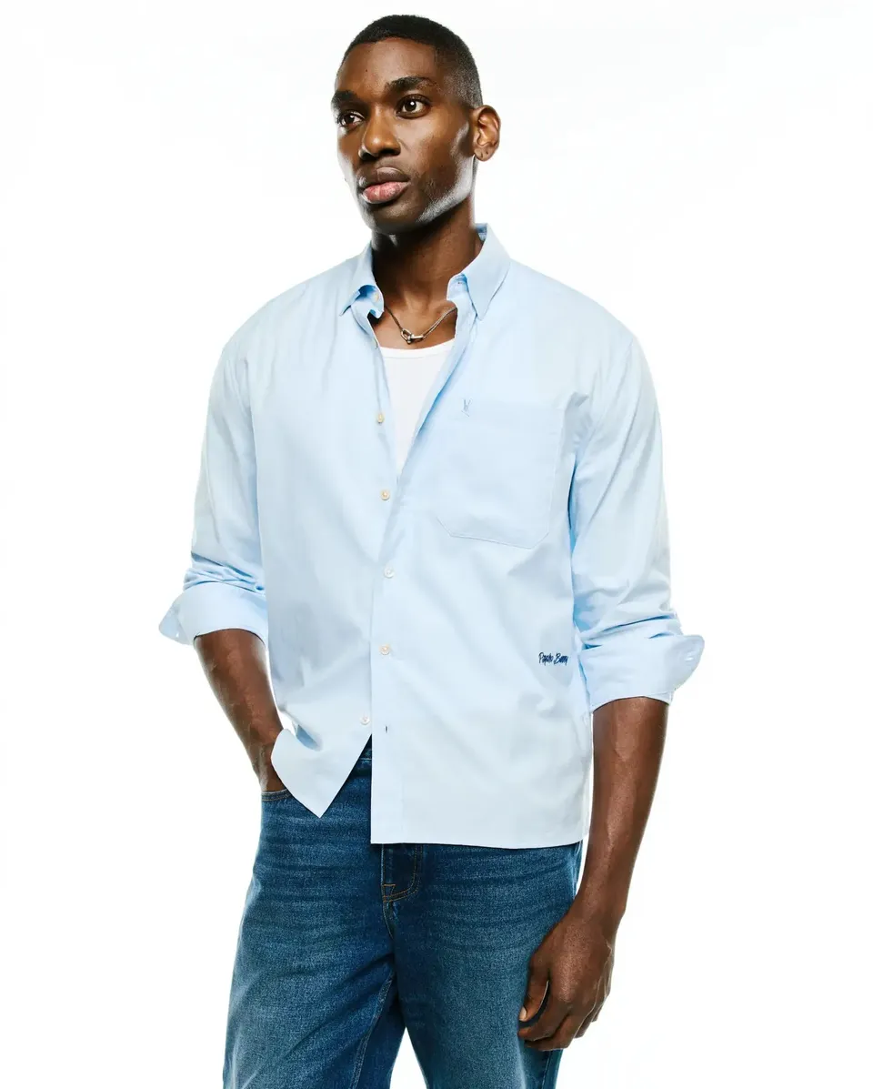 Psycho Bunny Men's Shirts Deacon camicia uomo oversize blu