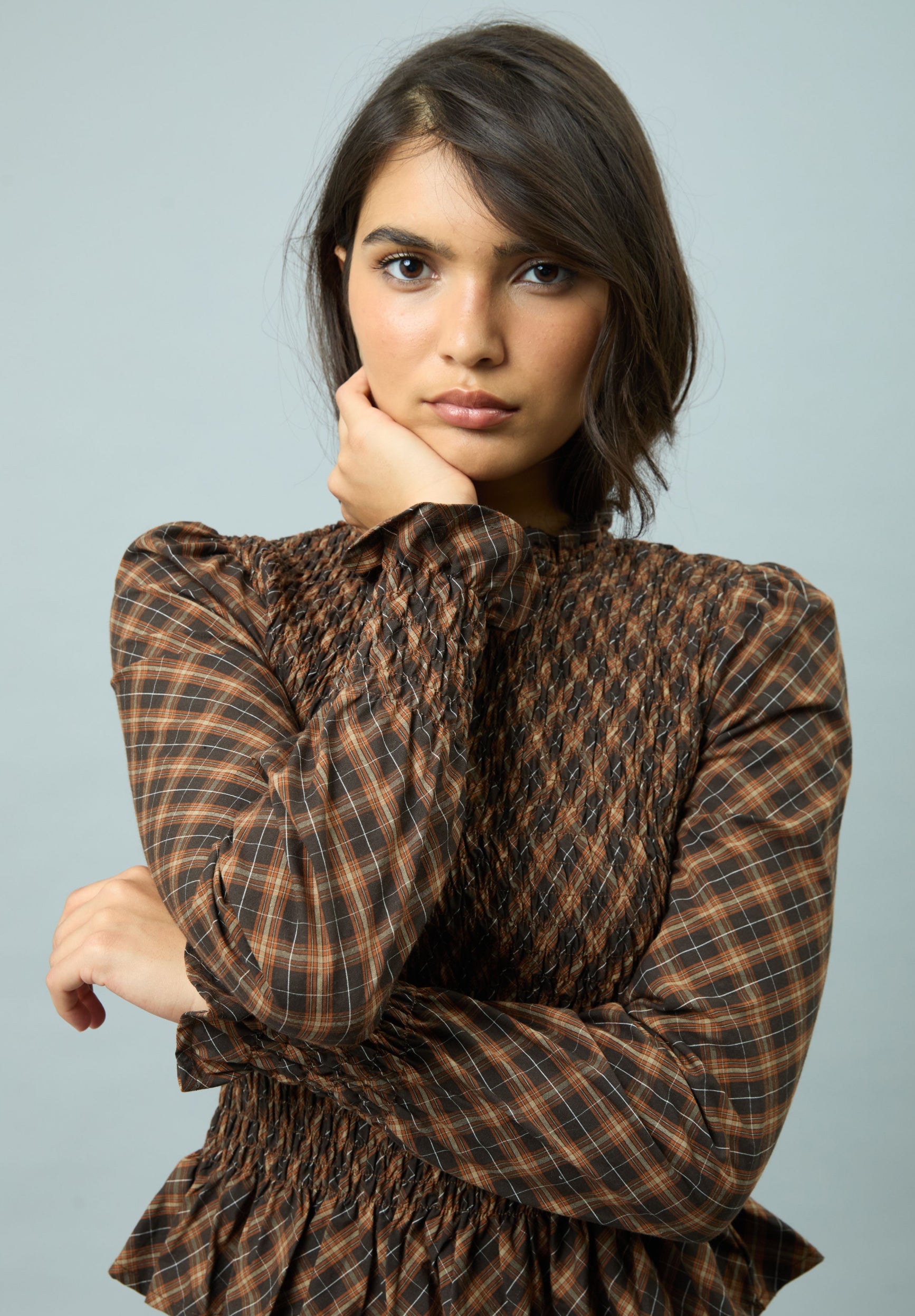 House Of Sunny Womens Tops CHECK RUCHED TOP top a quadri con cintura