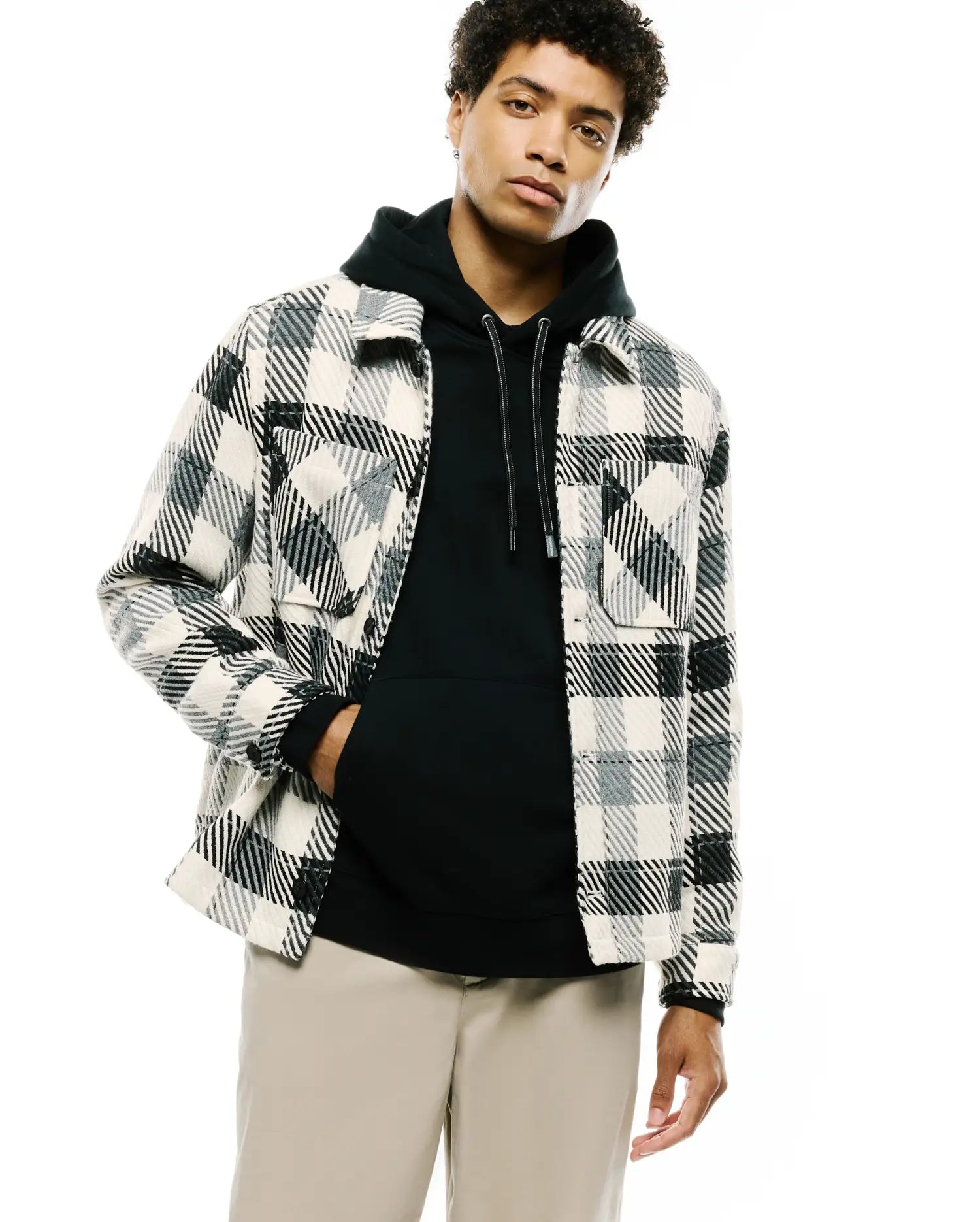 Psycho Bunny Kessler Oversized Plaid Overshirt MT0300230 overshirt bianca