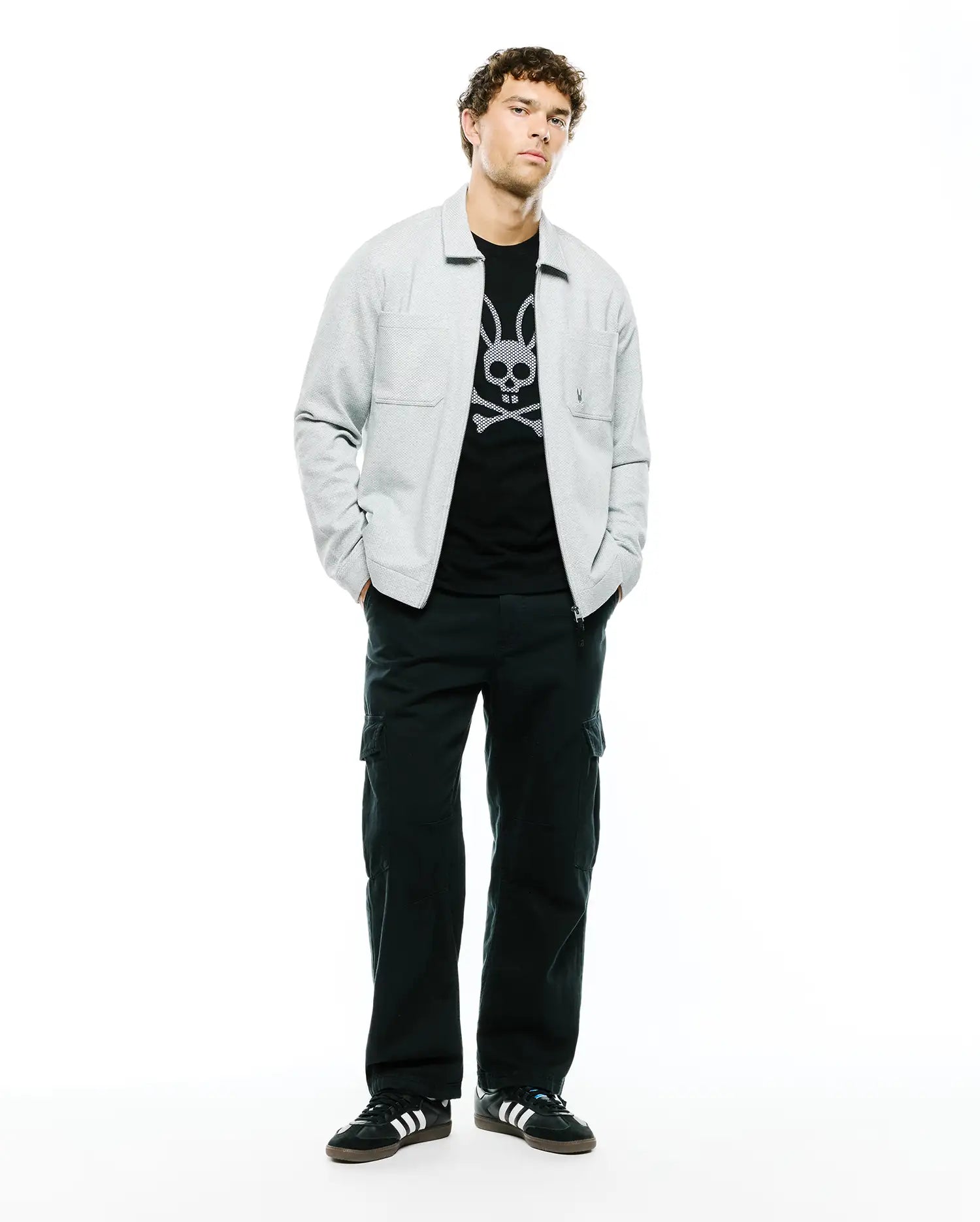 Psycho Bunny Jackets Marc Textured Overshirt sovracamicia grigia testurizzata