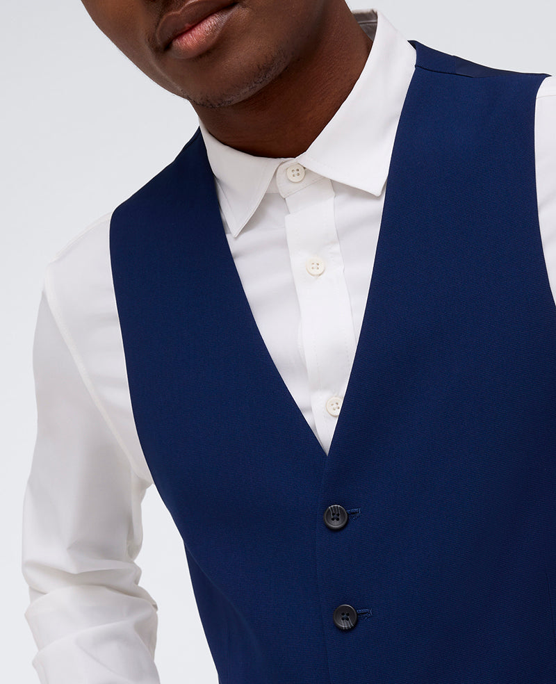 Kenneth Cole Reaction Clothing Ready Flex Slim-Fit Suit Separate Vest gilet blu brillante elasticizzato
