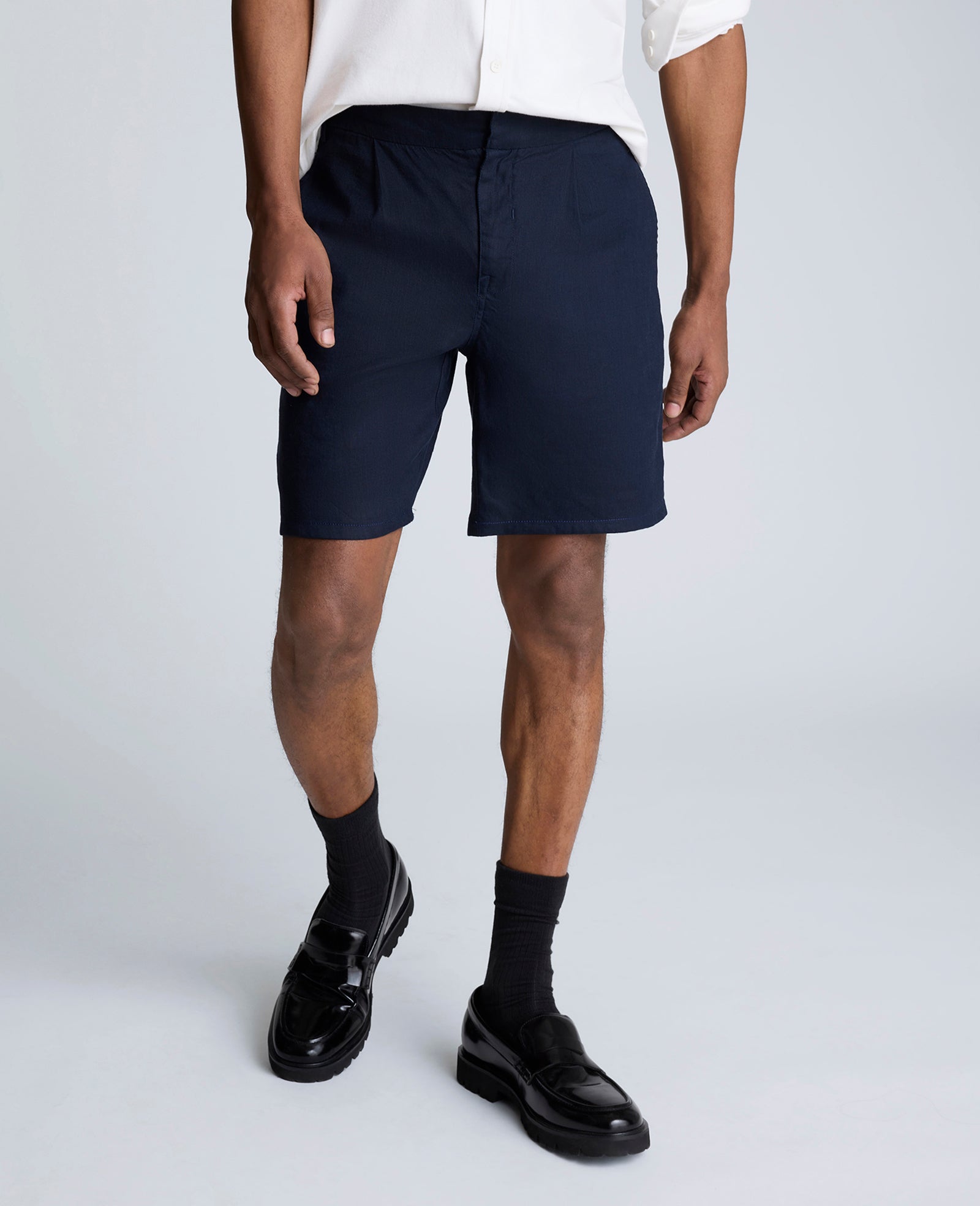 Kenneth Cole Reaction Performance Pleated Linen Short bermuda navy in lino