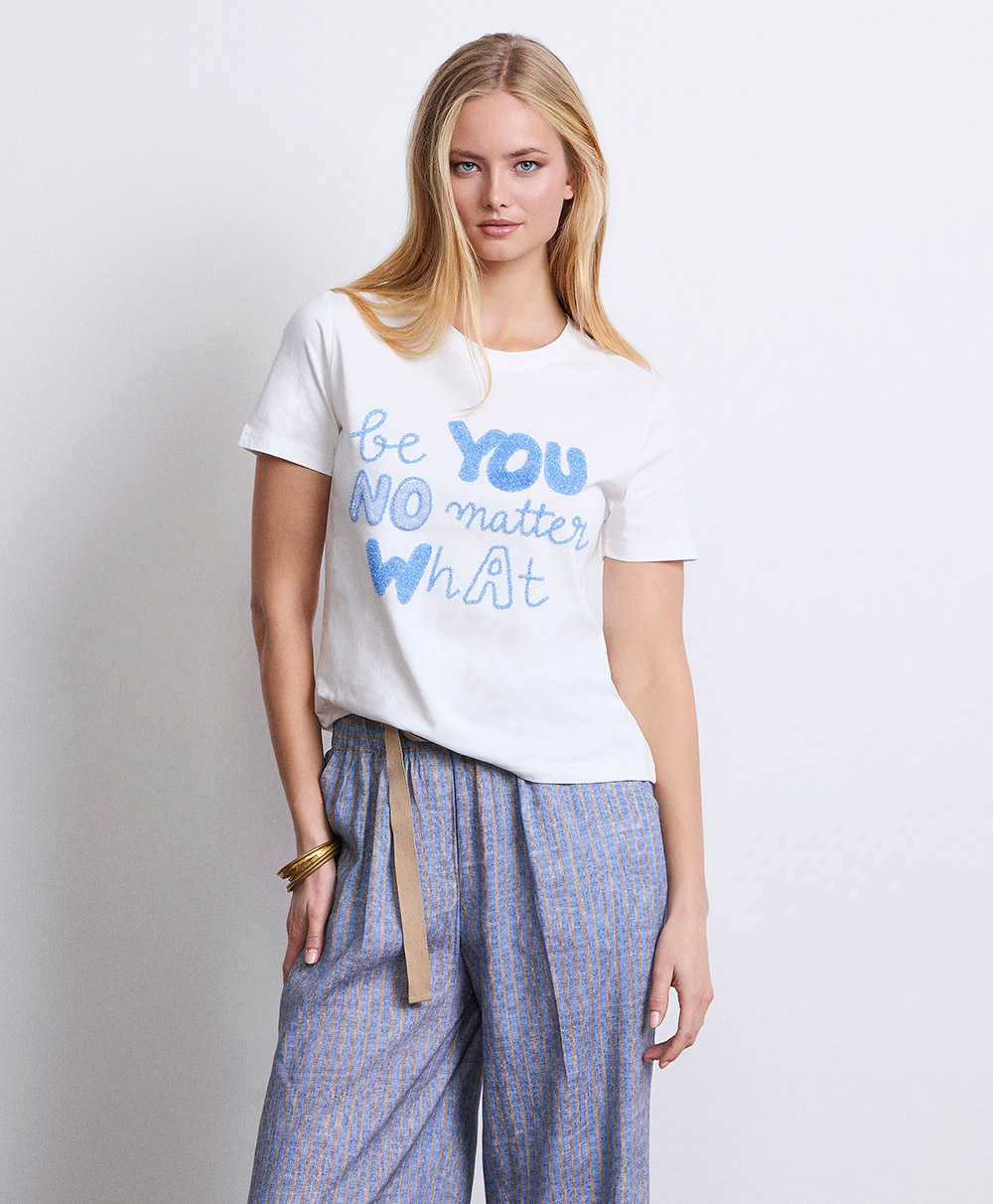 Markup Donna Jeans & Pantaloni Pantapalazzo in lino rigato