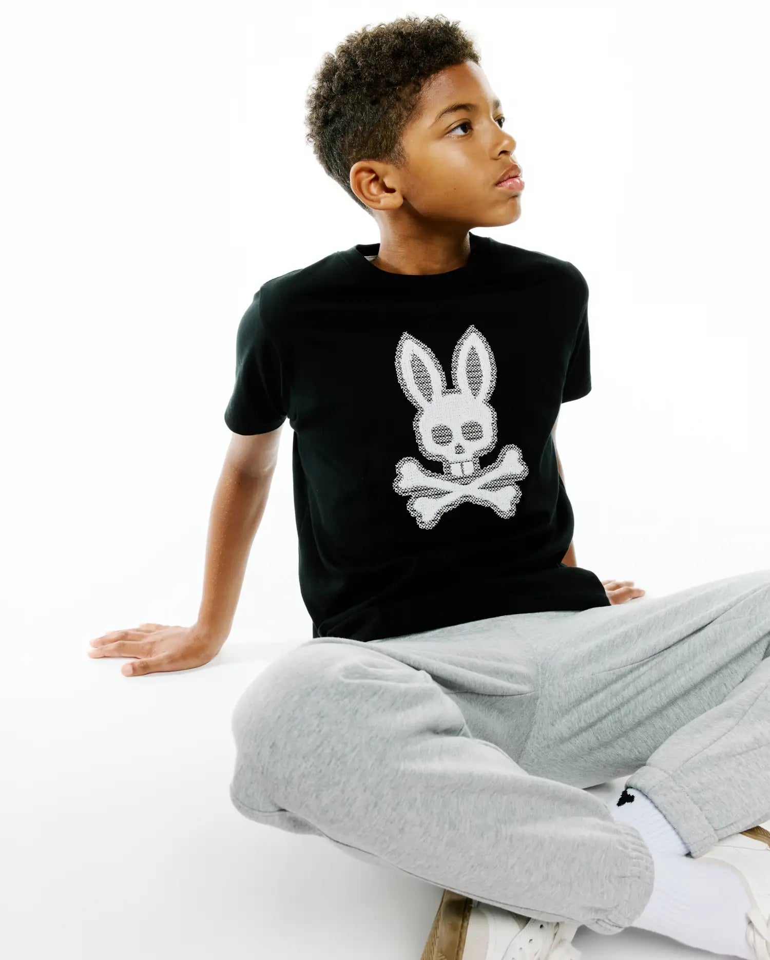 Psycho Bunny Kids Tees Samson Pima Graphic Tee maglietta nera 001, cotone Pima