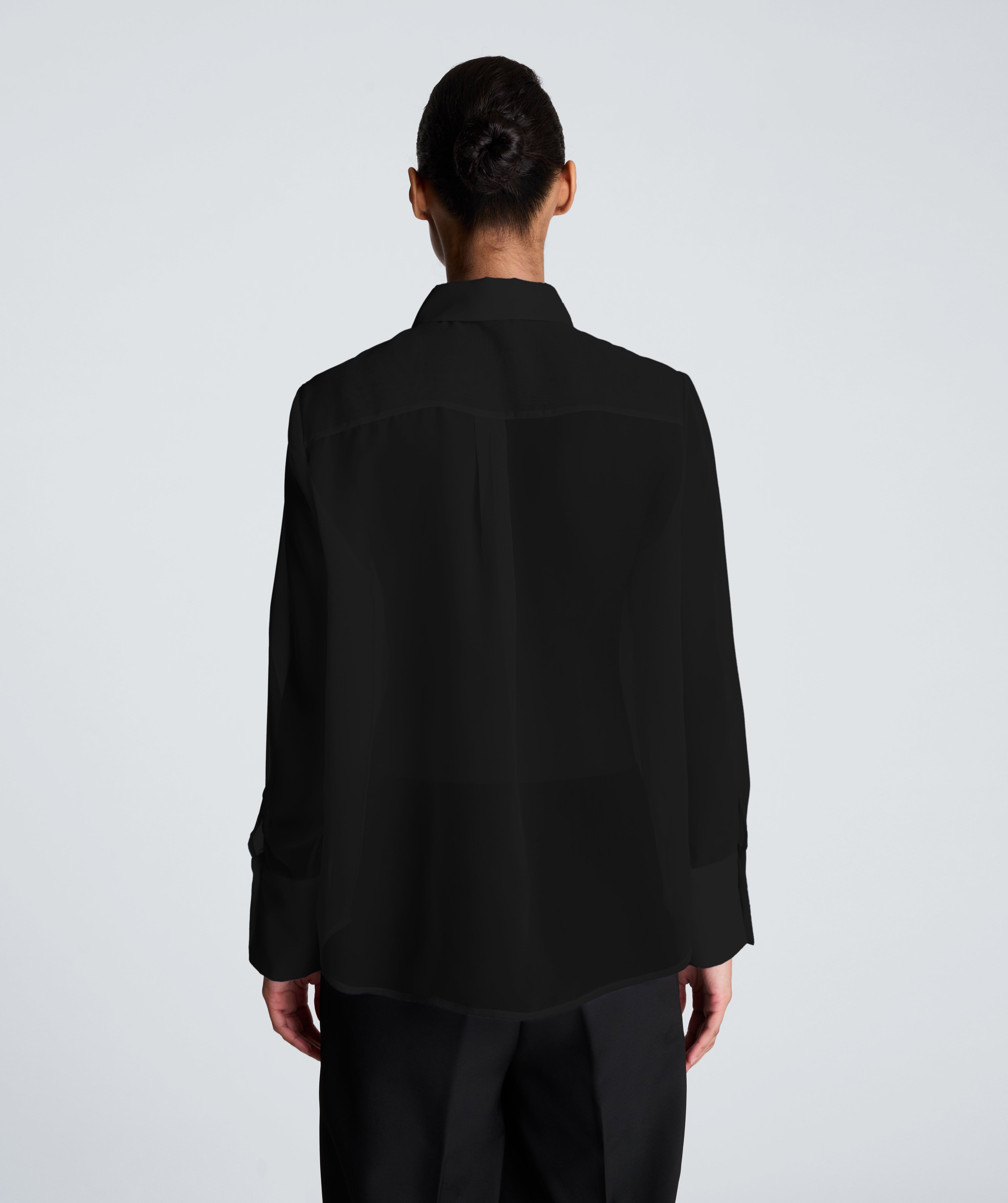 Kenneth Cole Reaction Pleated Long Sleeve Blouse blusa nera