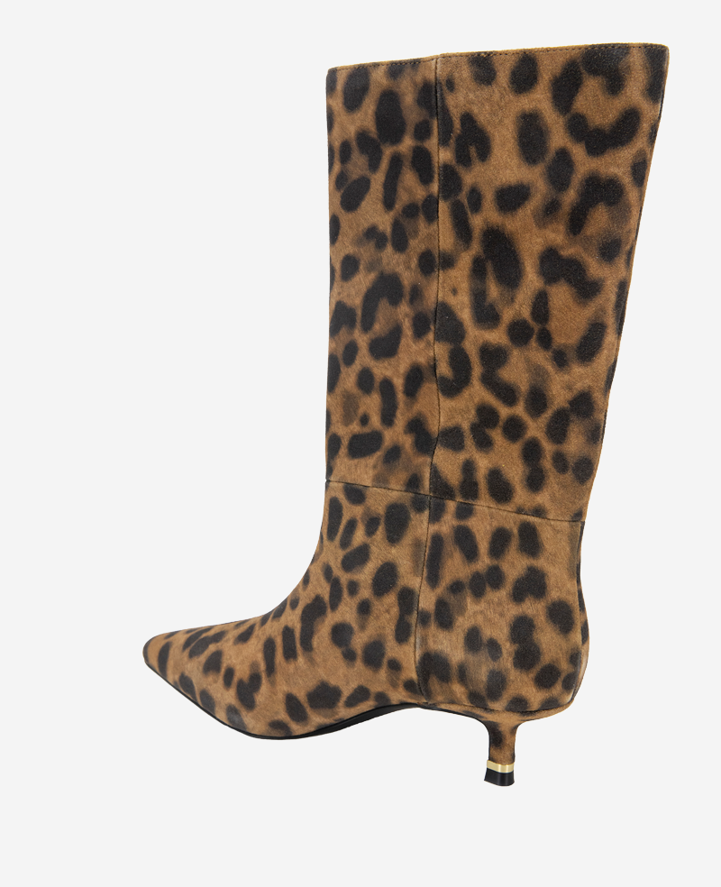 Kenneth Cole Reaction Shoes Meryl Suede Leopard Bootie stivaletto leopardato in camoscio