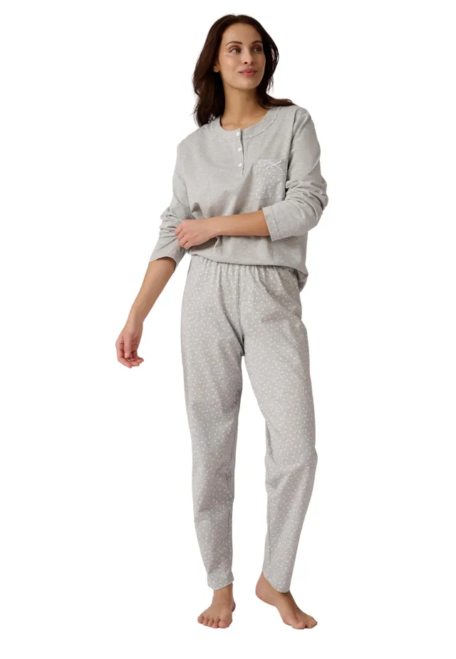 Damart Homewear pigiama donna cotone biologico taglia S grigio piselli