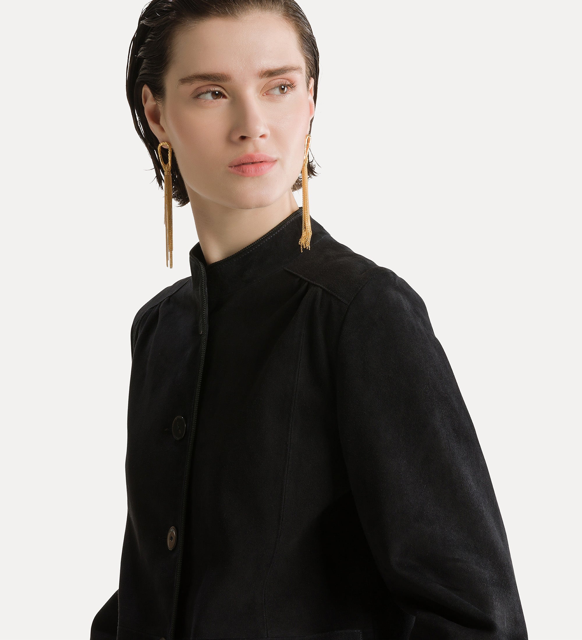 Forte giacche suede band collar jacket notte giacca camoscio