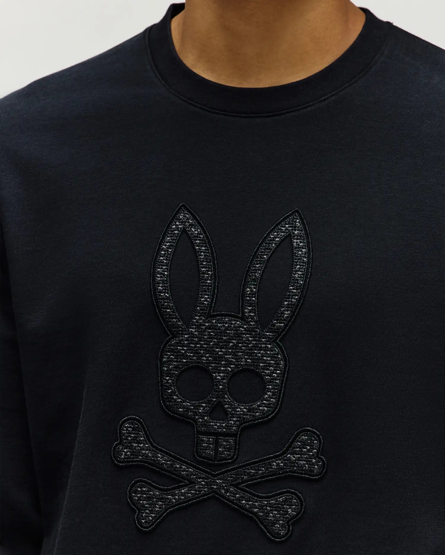Psycho Bunny Men's Sweatshirts & Hoodies Gabin Textured Crew felpa nera