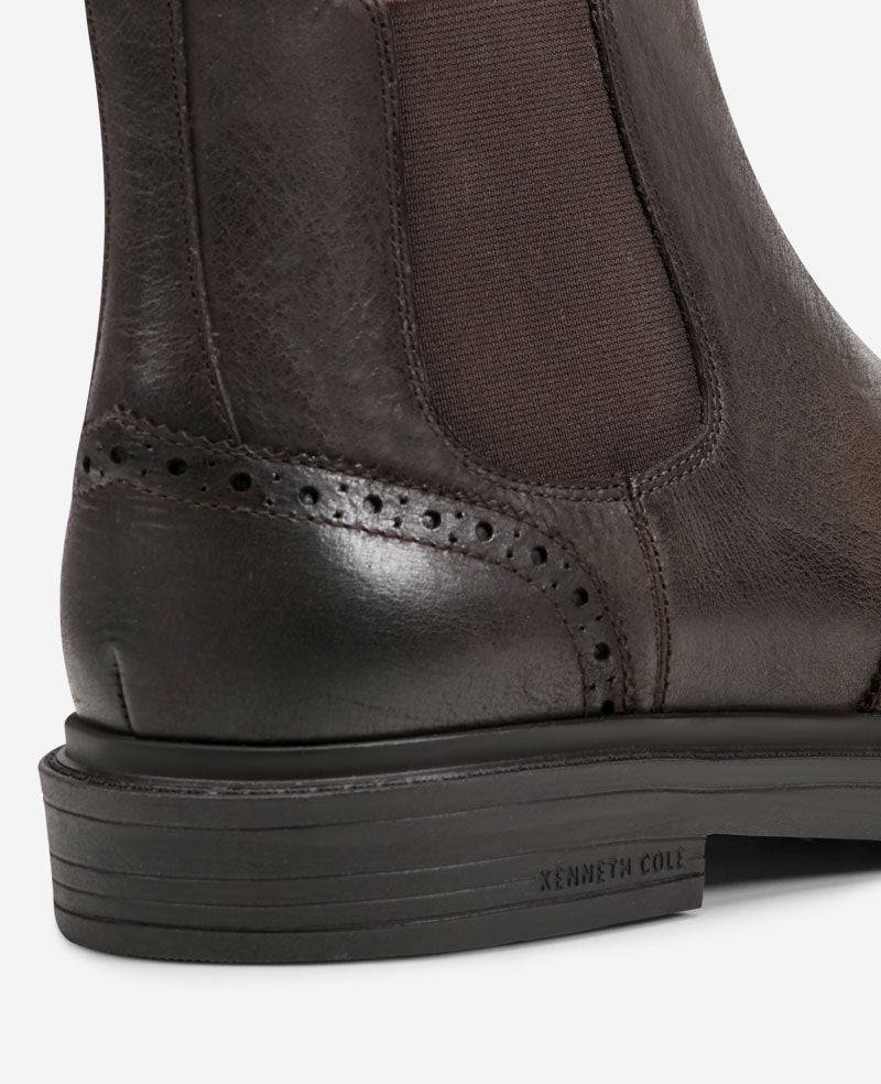 Kenneth Cole Reaction Shoes Frank Double Gore Wingtip Chelsea Boot stivaletti mocha