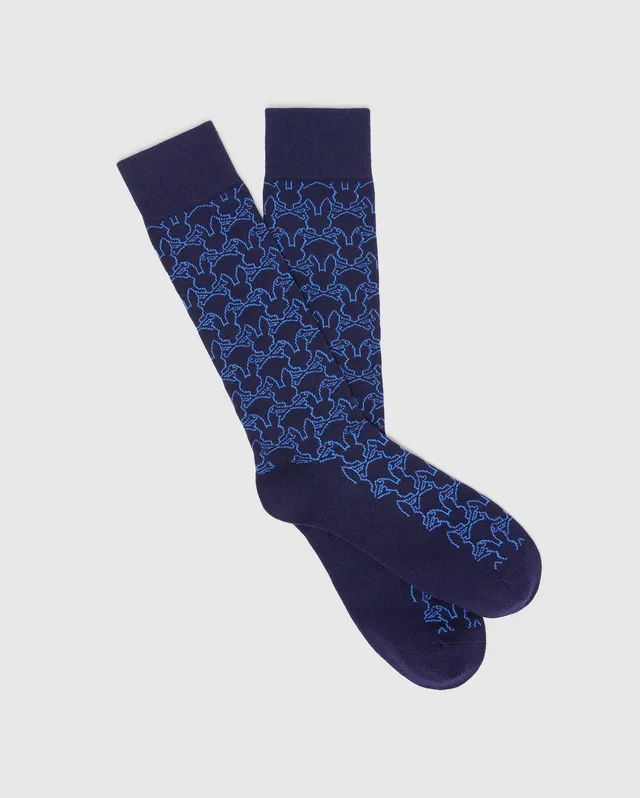 Psycho Bunny Accessories OUTLINE BUNNY DRESS SOCK MO2200061 calze blu O/S