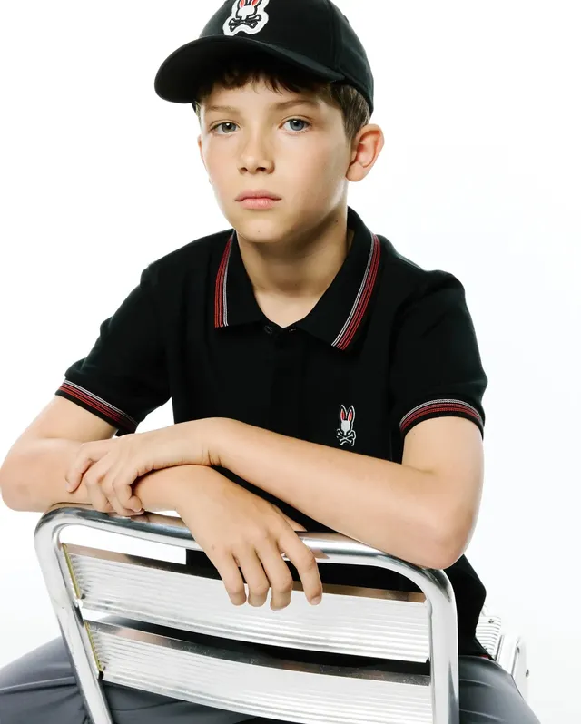 Psycho Bunny Kids Polo Shirts Jaydon Piqué polo nera 2T–XL/18-20 in cotone Pima