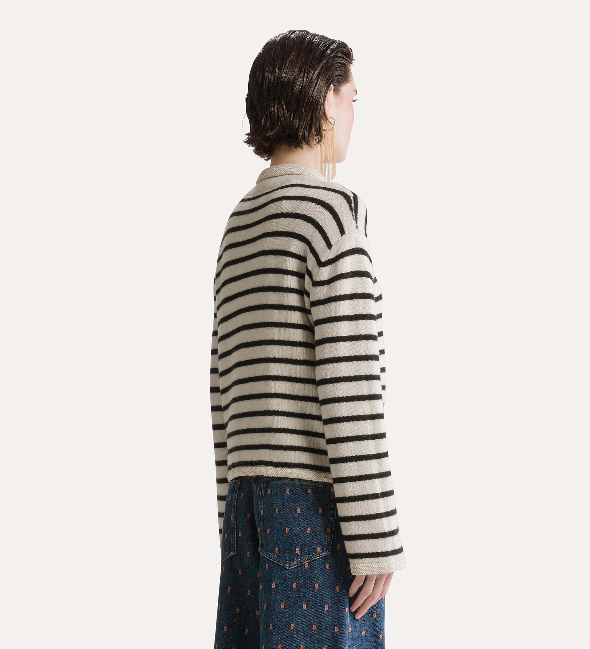 Forte maglieria wool and cashmere knitted jacket giacca pure righe