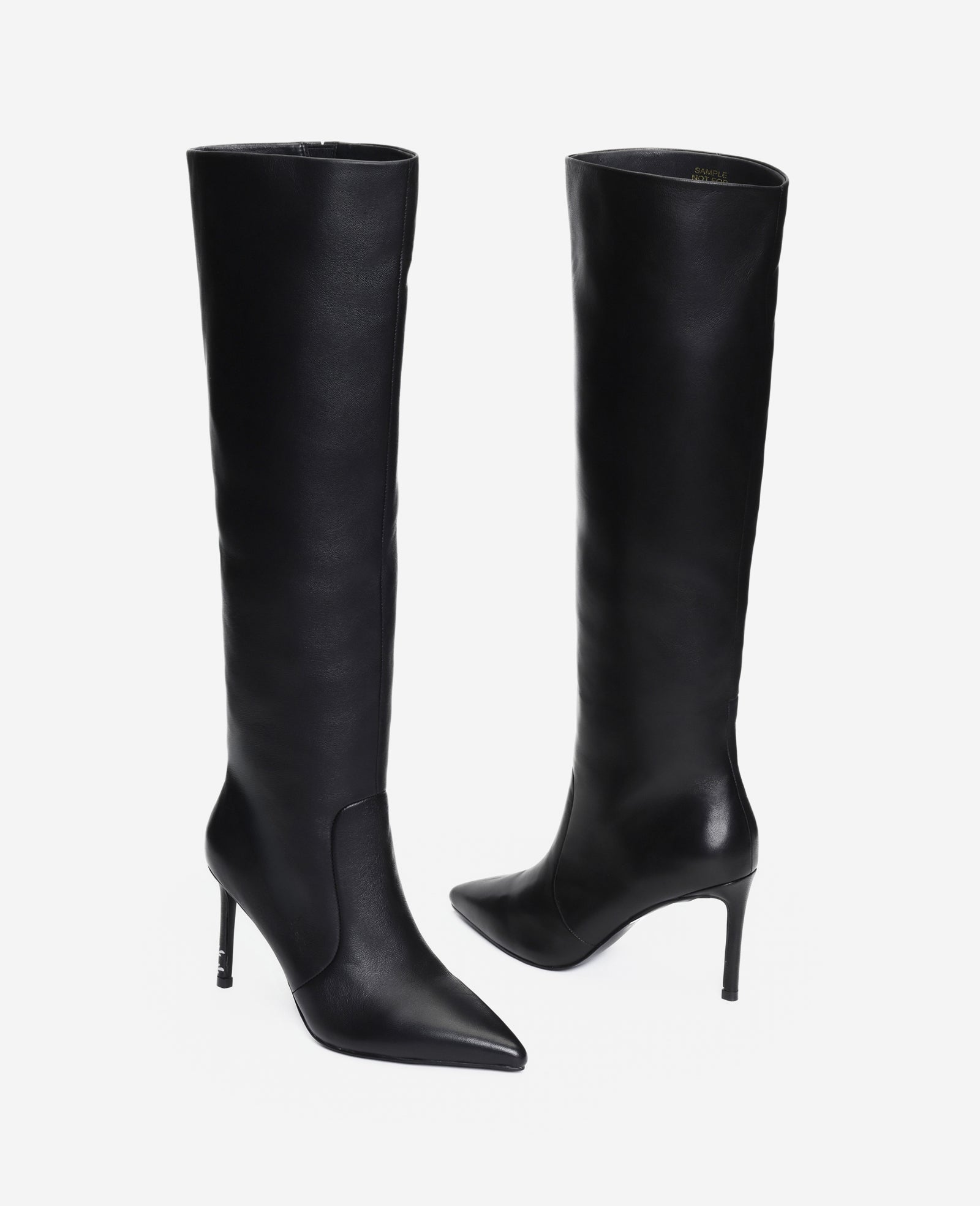 Kenneth Cole Reaction Yazzy Leather Tall Point Toe Boot stivale alto nero in pelle