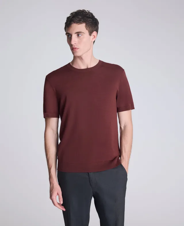 Kenneth Cole Reaction Clothing Sweater Tee maglia bordeaux maniche corte leggera