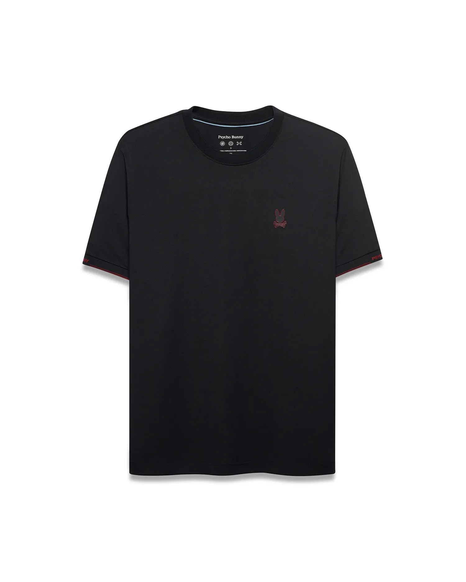 Psycho Bunny Men's Tees Edmonds Chest Bunny Sport Tee maglietta nera