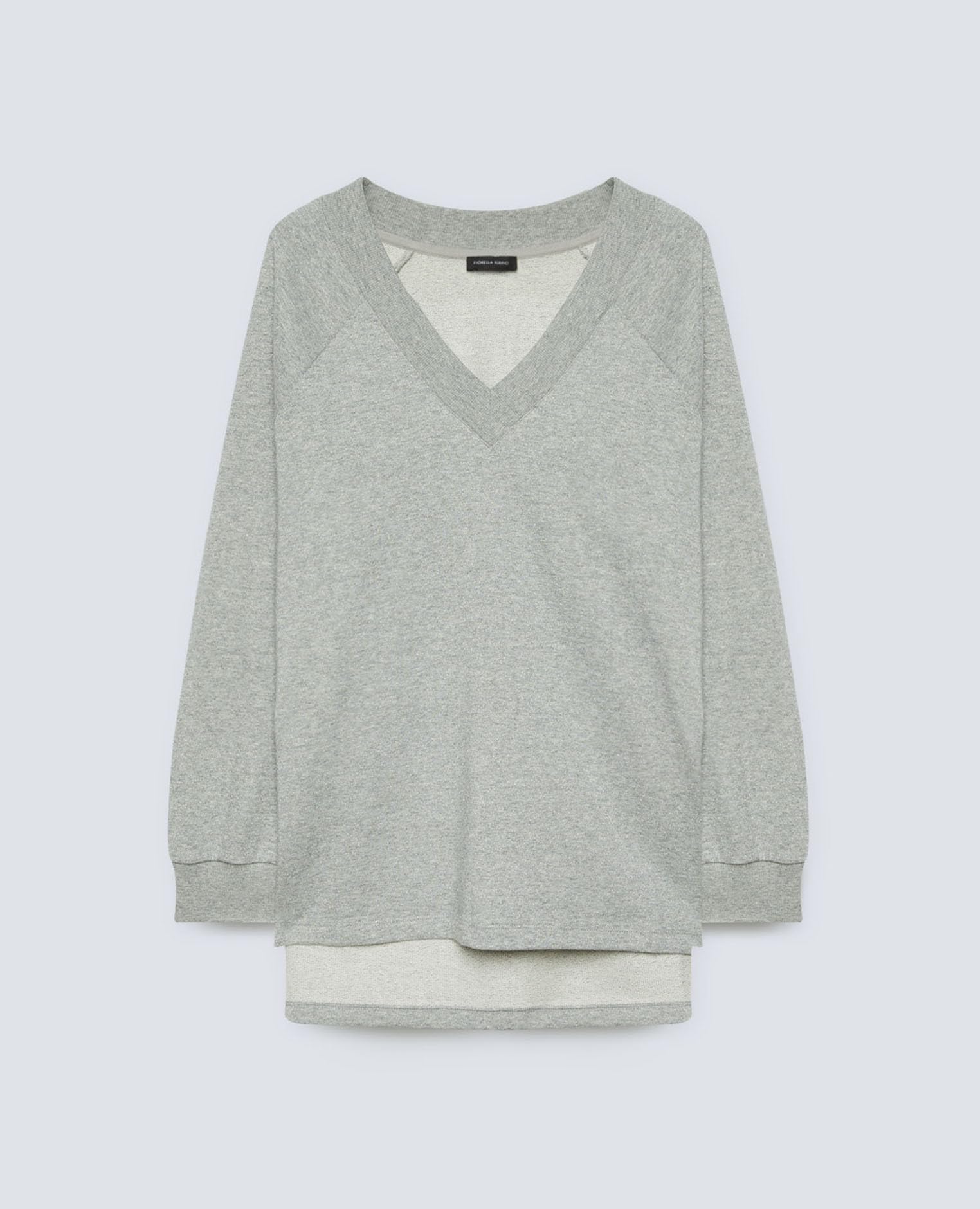 Fiorella Rubino Lurex Sweatshirt with V-Neck felpa XS Plus