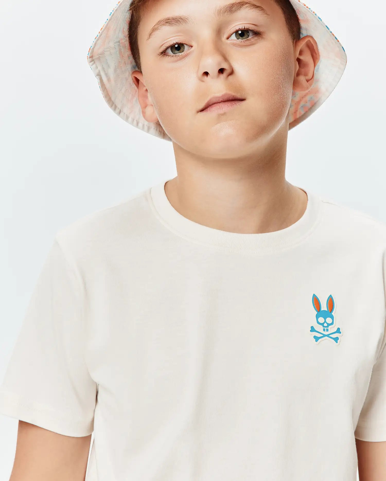 Psycho Bunny Kids Tees Frank Back Graphic KT0200190 t-shirt bianca cotone Pima