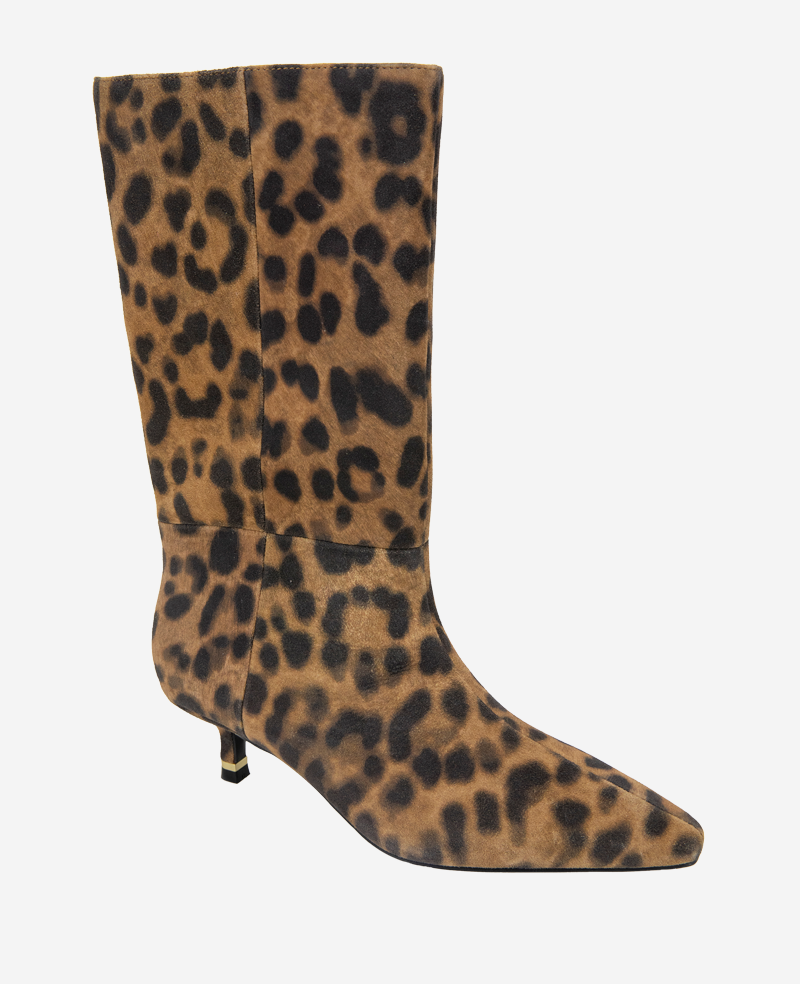 Kenneth Cole Reaction Shoes Meryl Suede Leopard Bootie stivaletto leopardato in camoscio