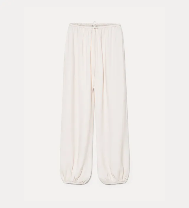 Forte pantaloni sarouel in misto seta avorio